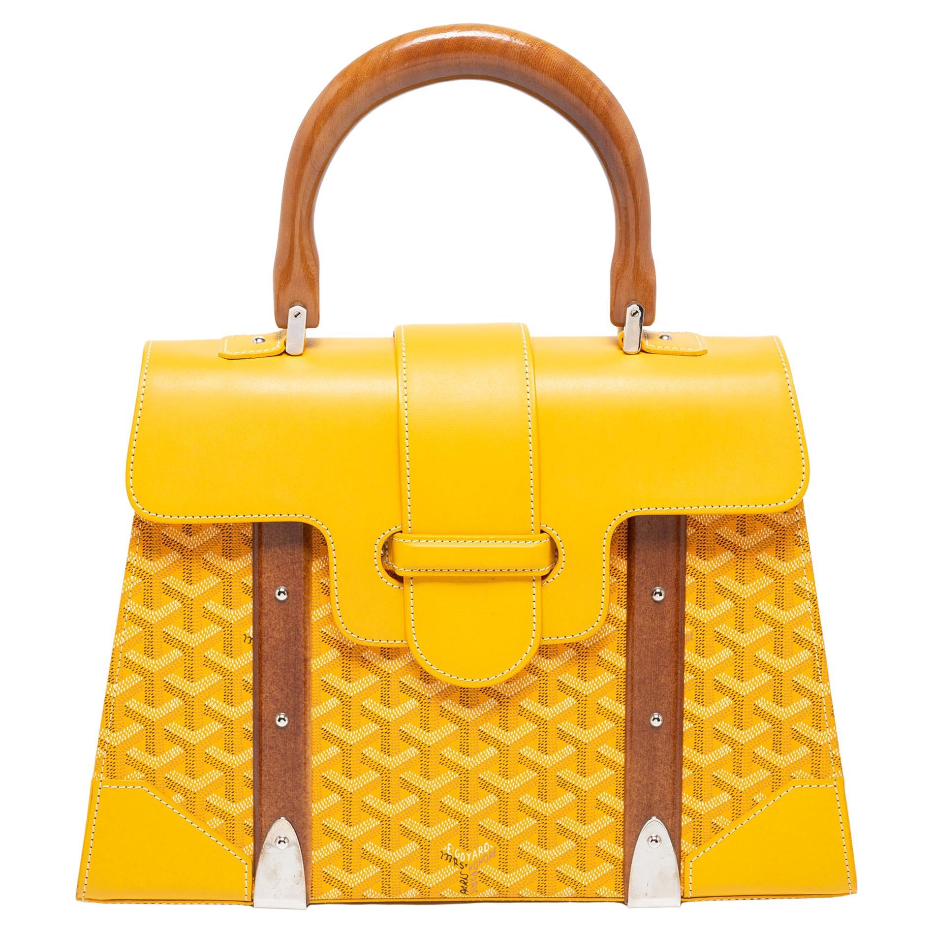 Goyard Yellow Goyardine Coated Canvas and Leather Saigon MM Top Handle Bag  For Sale at 1stDibs