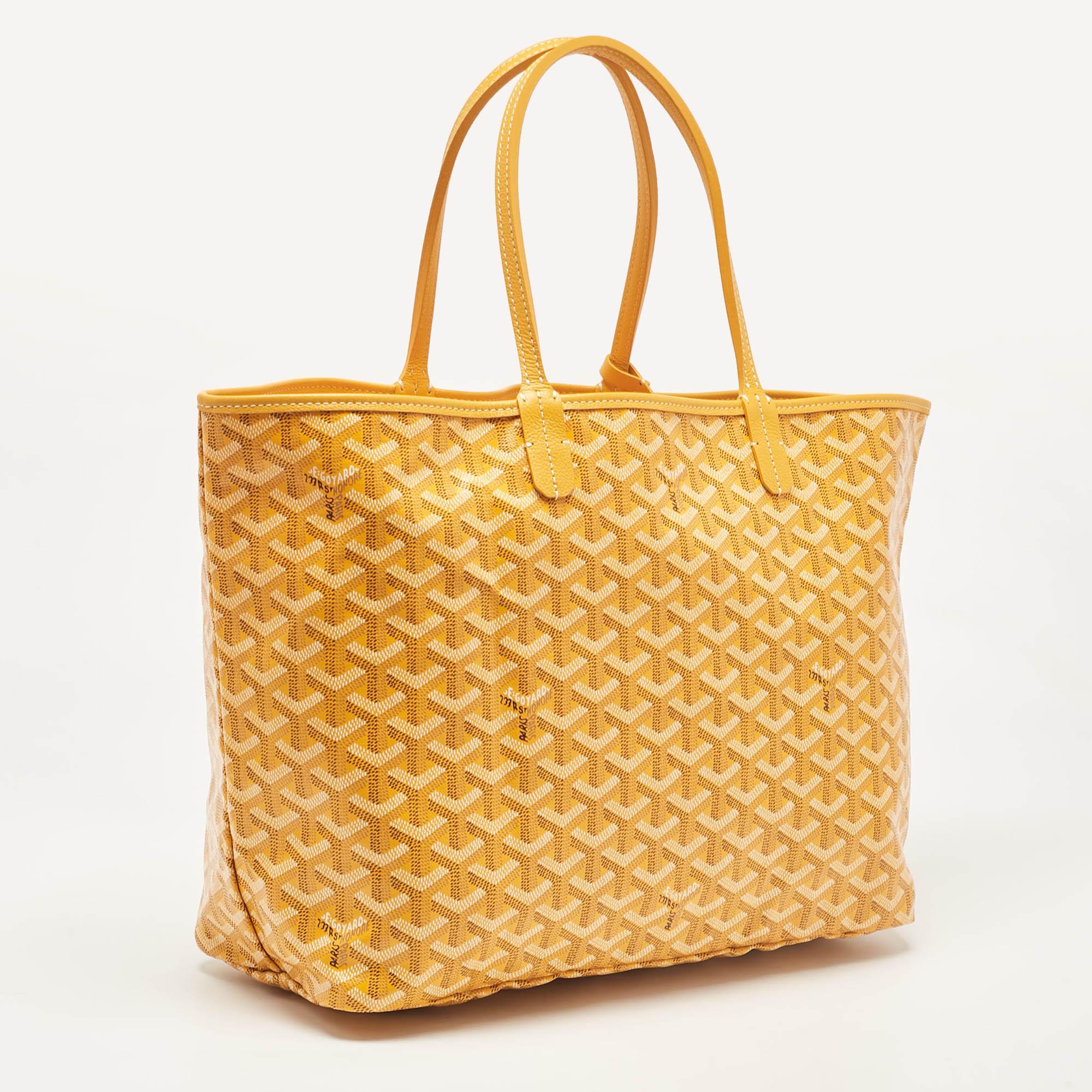 Bolso Goyard PM de piel y lona recubierta de goyardina amarilla Saint Louis Amarillo