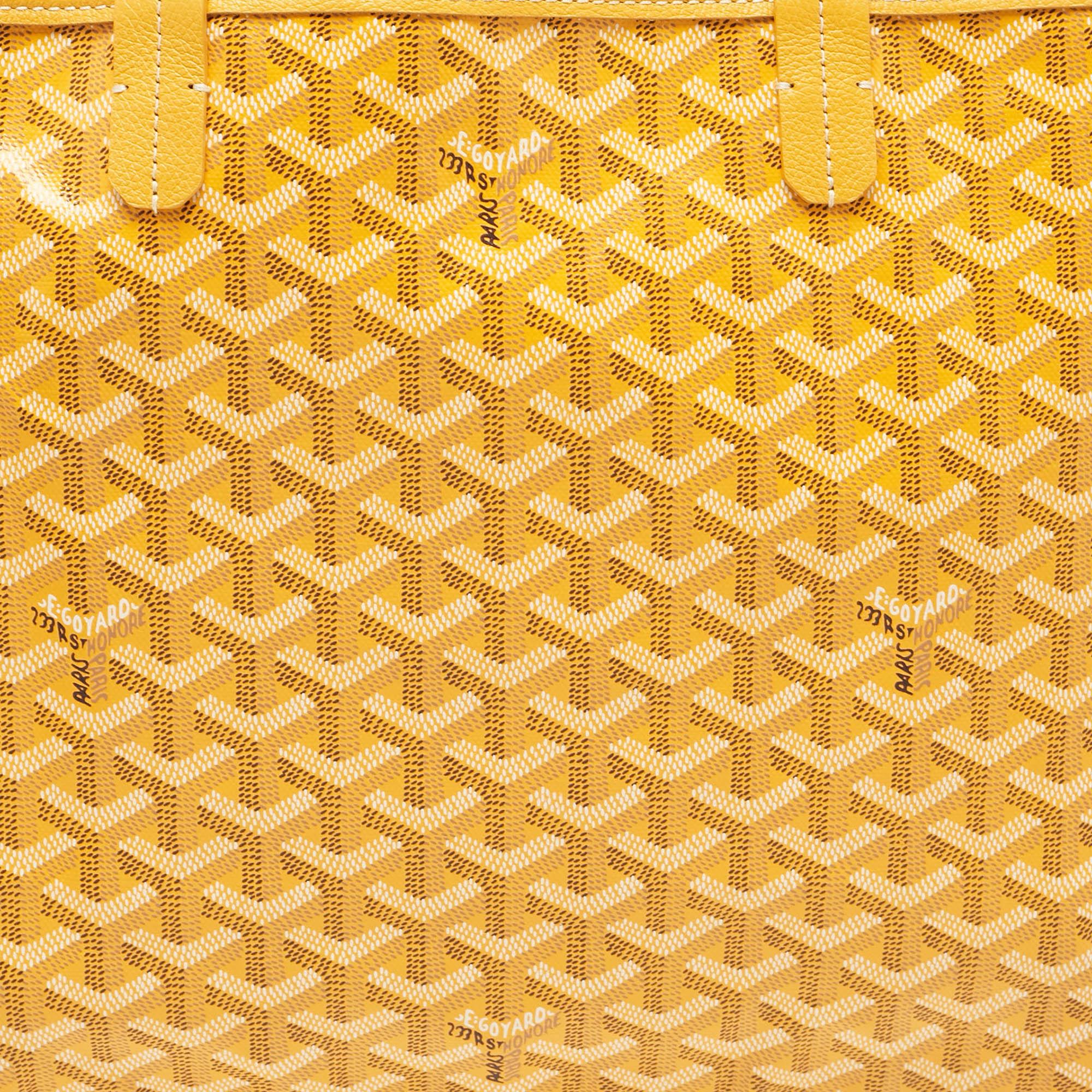 De las mujeres Bolso Goyard PM de piel y lona recubierta de goyardina amarilla Saint Louis