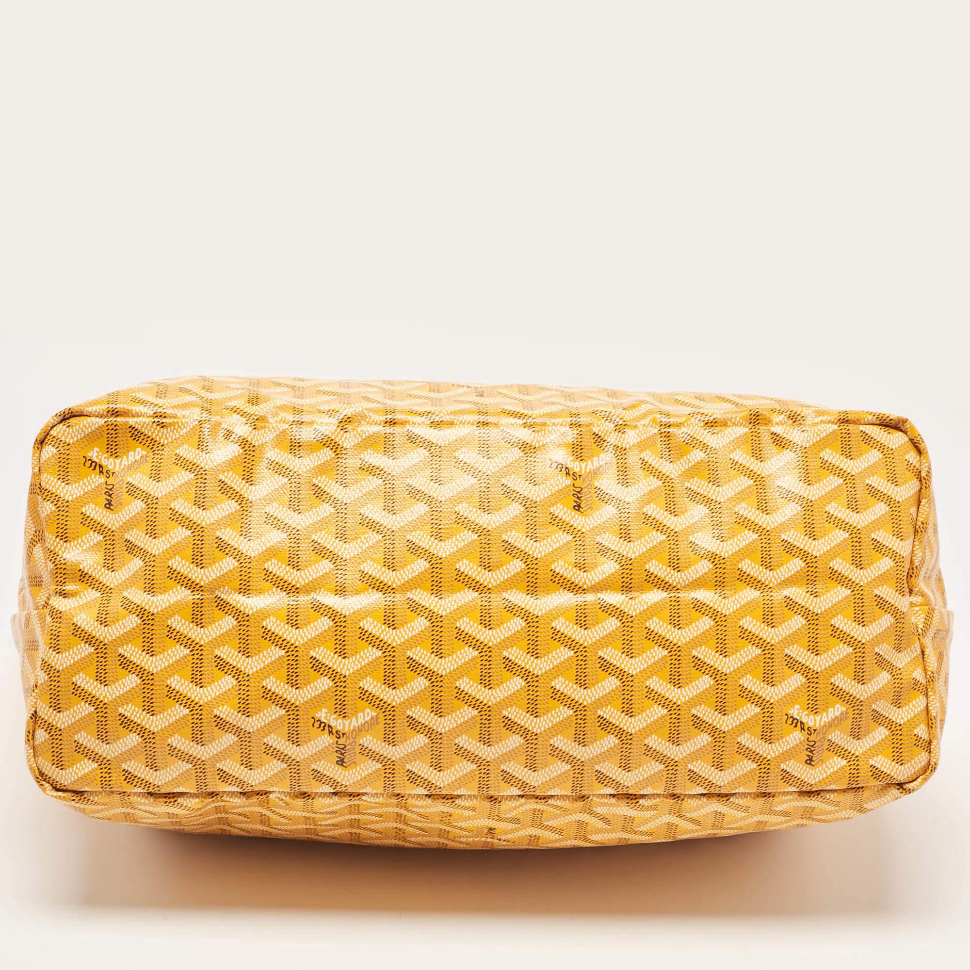Bolso Goyard PM de piel y lona recubierta de goyardina amarilla Saint Louis 1