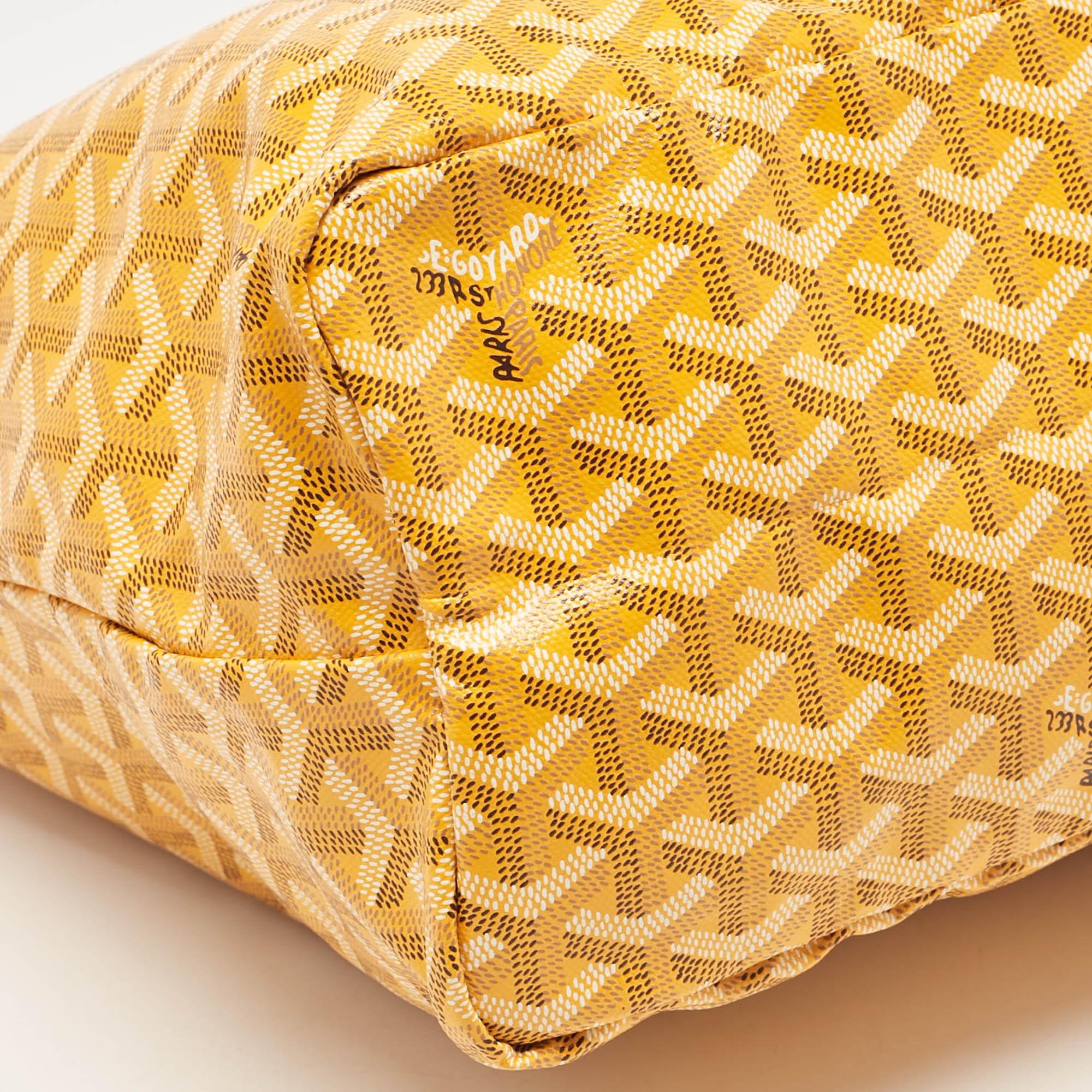 Bolso Goyard PM de piel y lona recubierta de goyardina amarilla Saint Louis 4