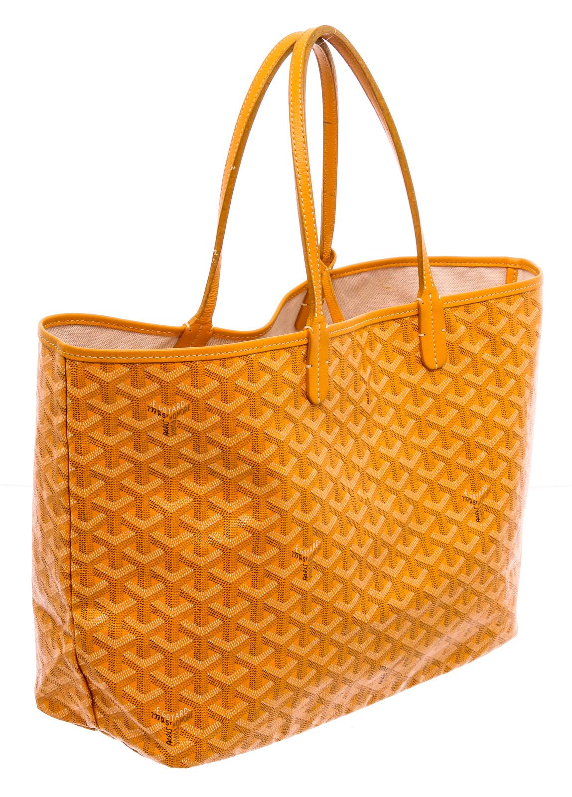Yellow and multicolor Goyardine coated canvas Goyard St. Louis PM with palladium hardware, tonal leather trim, dual flat shoulder straps, natural canvas lining and open top. No Internal pouch.

20777MSC