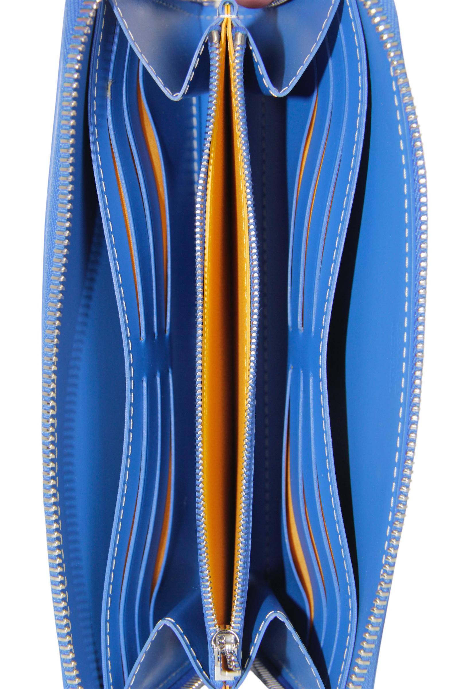 Goyardine Blue Goyardine Matignon Zip Around GM Wallet 1
