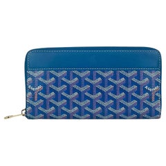 Goyardine Blue Goyardine Matignon Zip Around GM Wallet