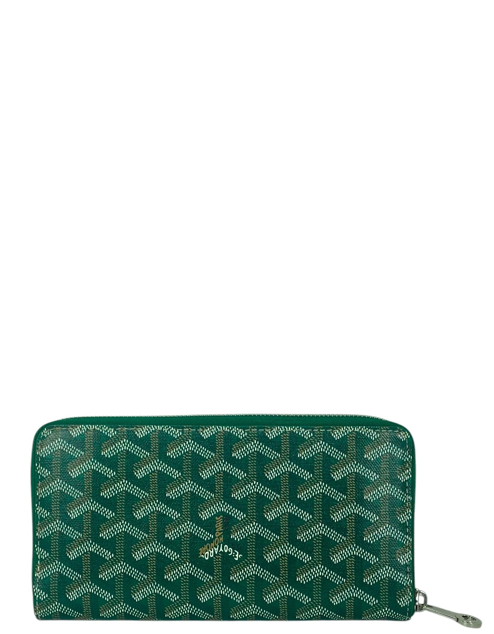 Goyardine Green Goyardine Matignon Zip Around GM Wallet In Excellent Condition In New York, NY