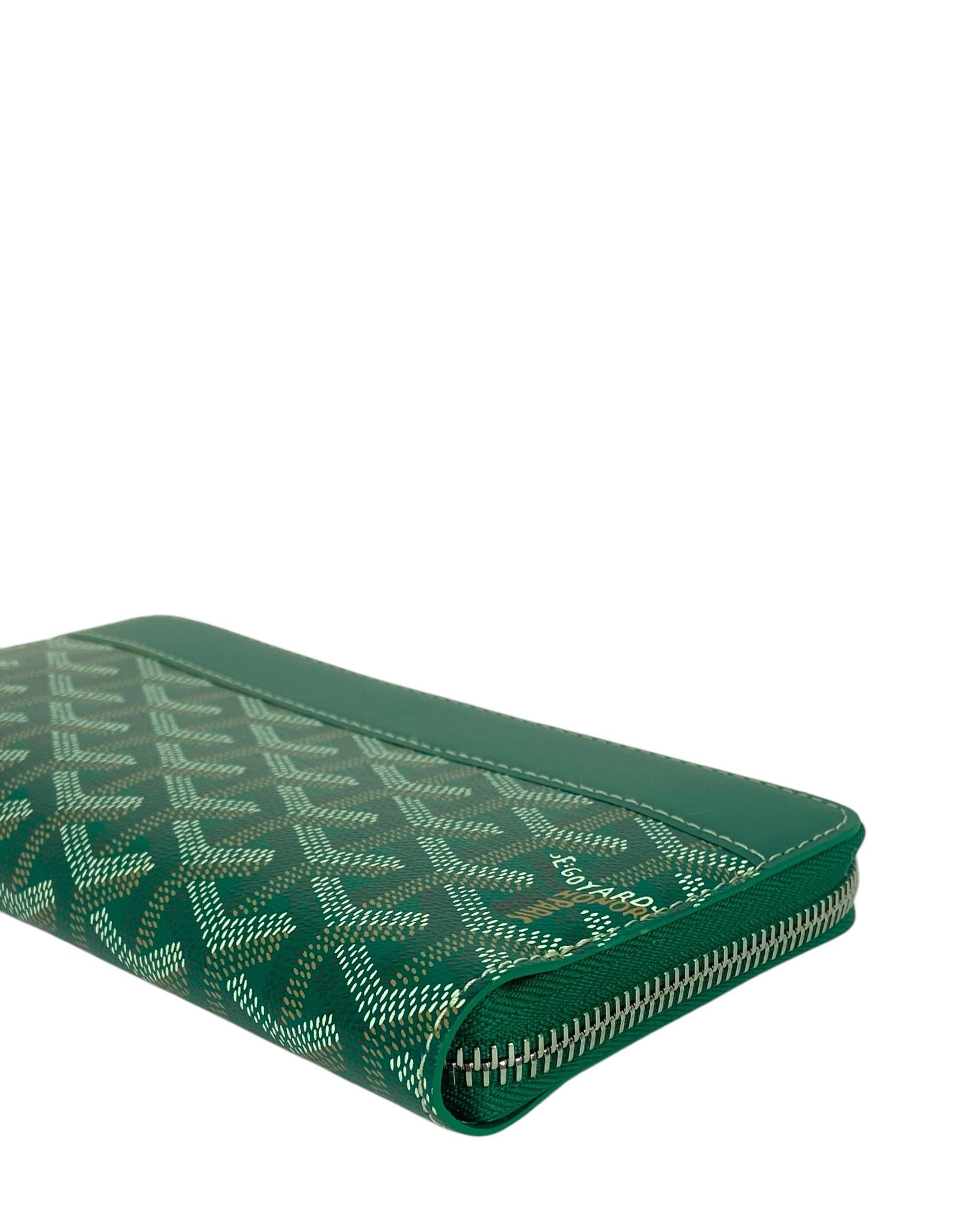 Women's Goyardine Green Goyardine Matignon Zip Around GM Wallet