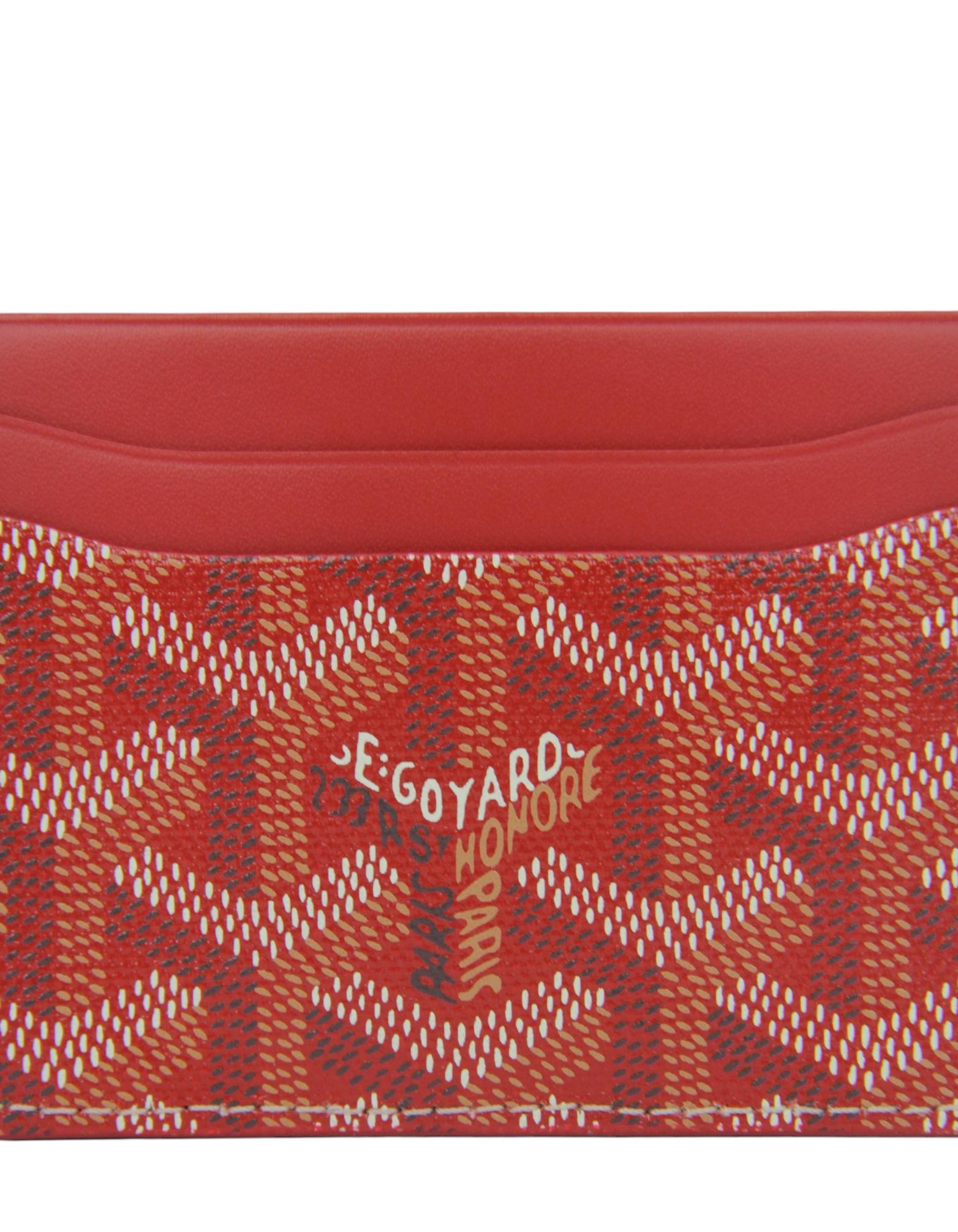Goyardine Red Goyardine Canvas Saint Sulpice Card Holder For Sale 2