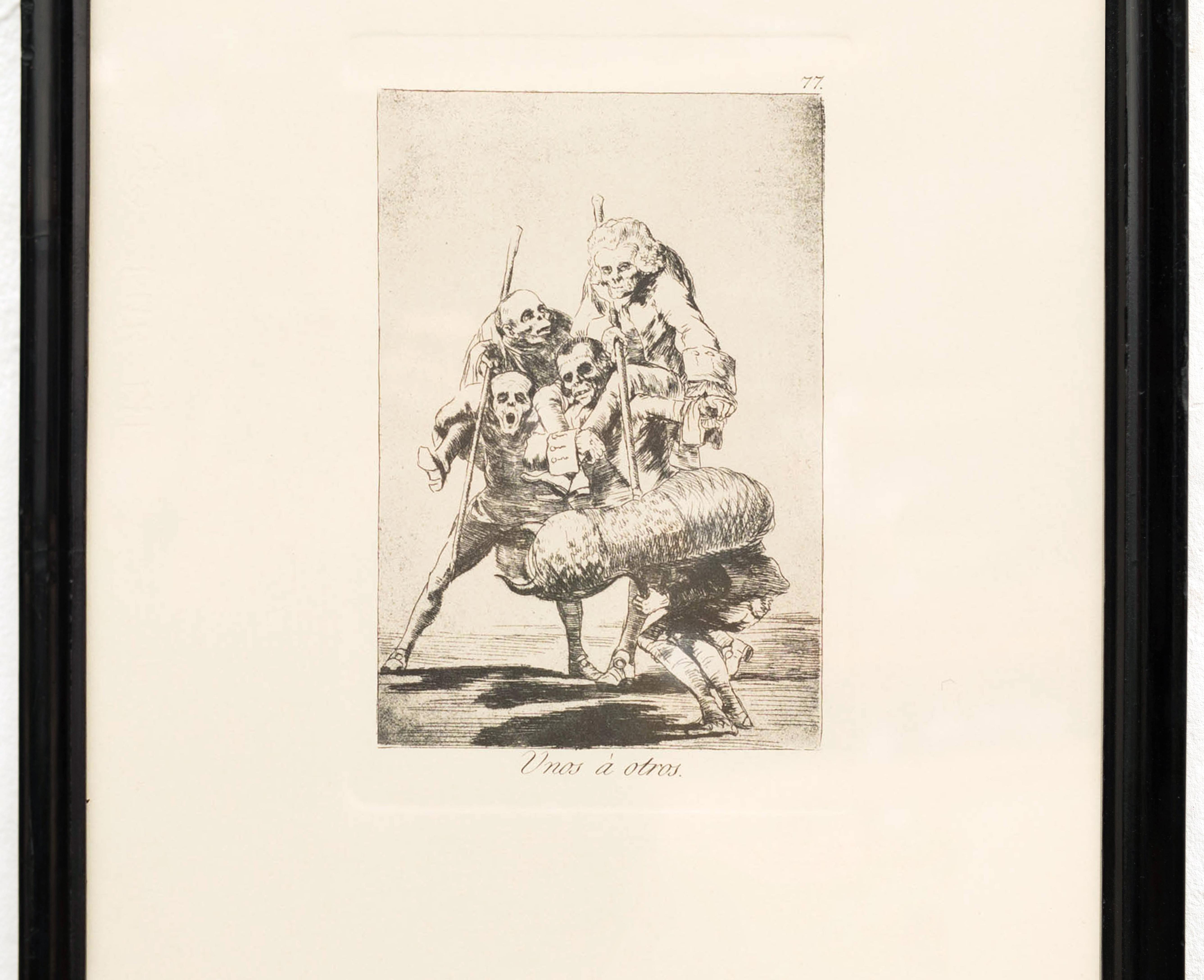 Spanish Goya's Etching Unos á Otros 1797-1799 for Prado Museum in Madrid For Sale