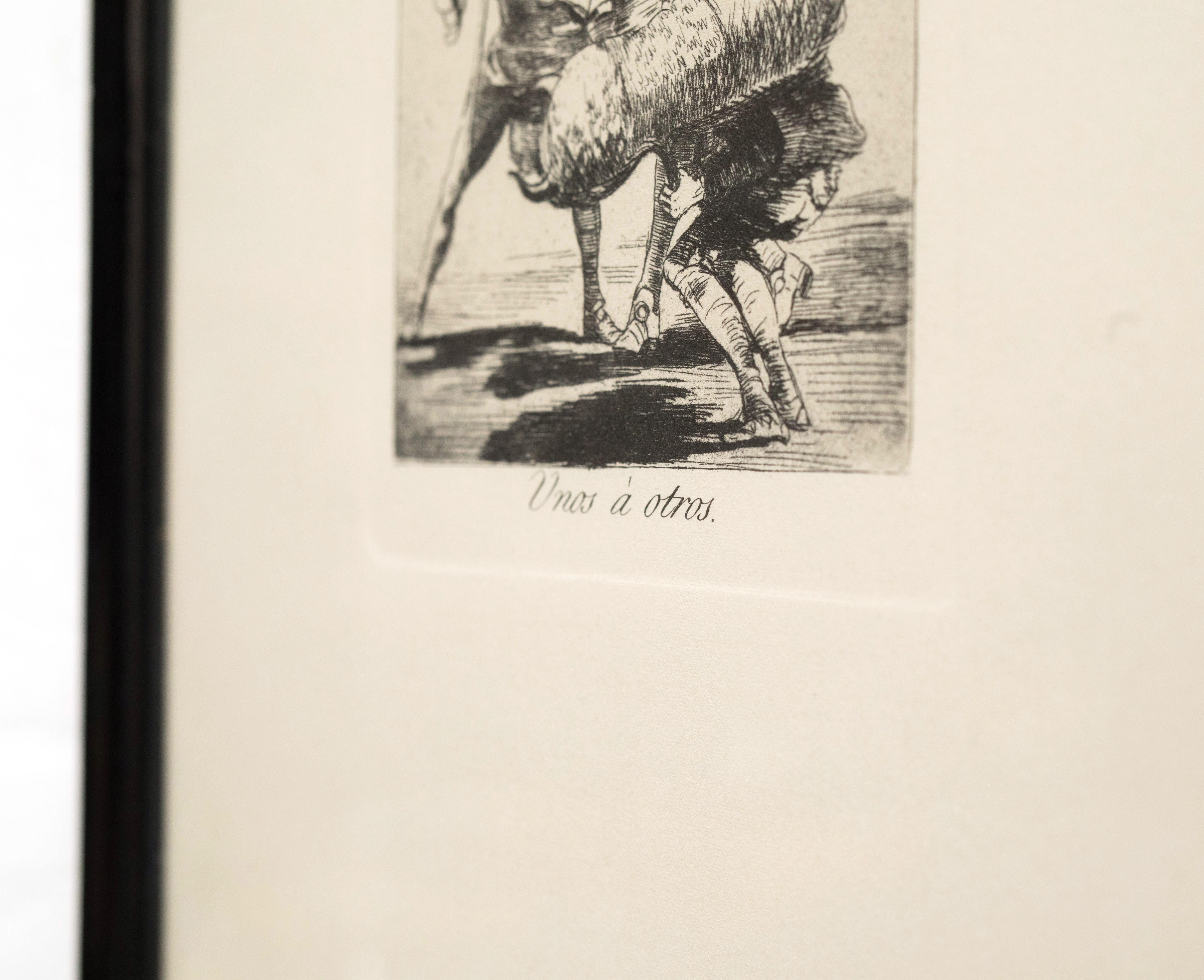 Mid-20th Century Goya's Etching Unos á Otros 1797-1799 for Prado Museum in Madrid For Sale