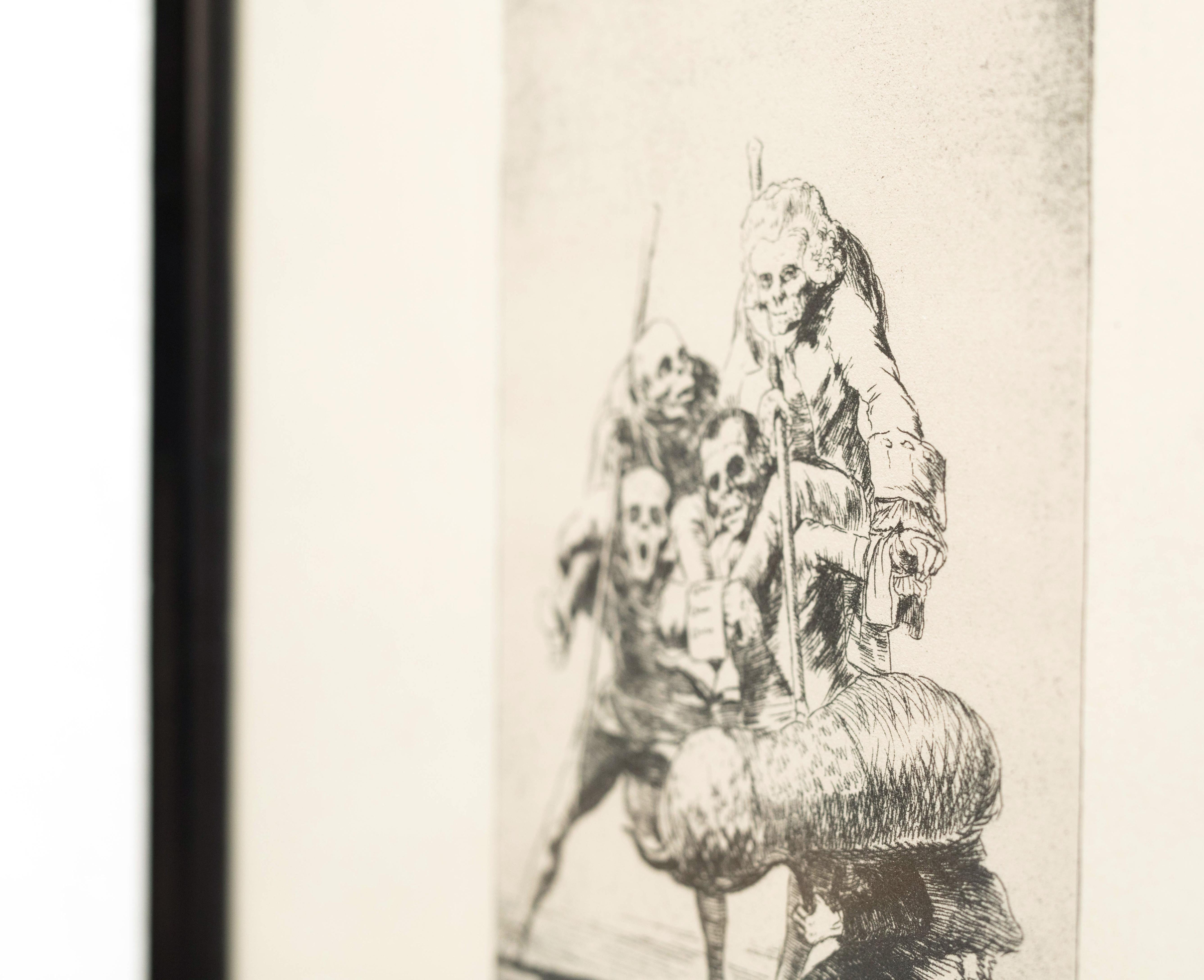 Glass Goya's Etching Unos á Otros 1797-1799 for Prado Museum in Madrid For Sale