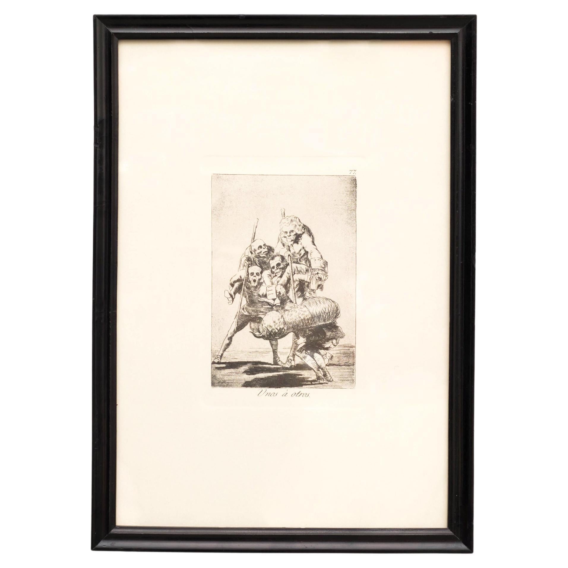 Goya's Etching Unos á Otros 1797-1799 for Prado Museum in Madrid For Sale