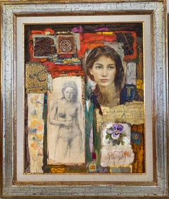 Raquel. Figurative woman's portraits on abstract background.