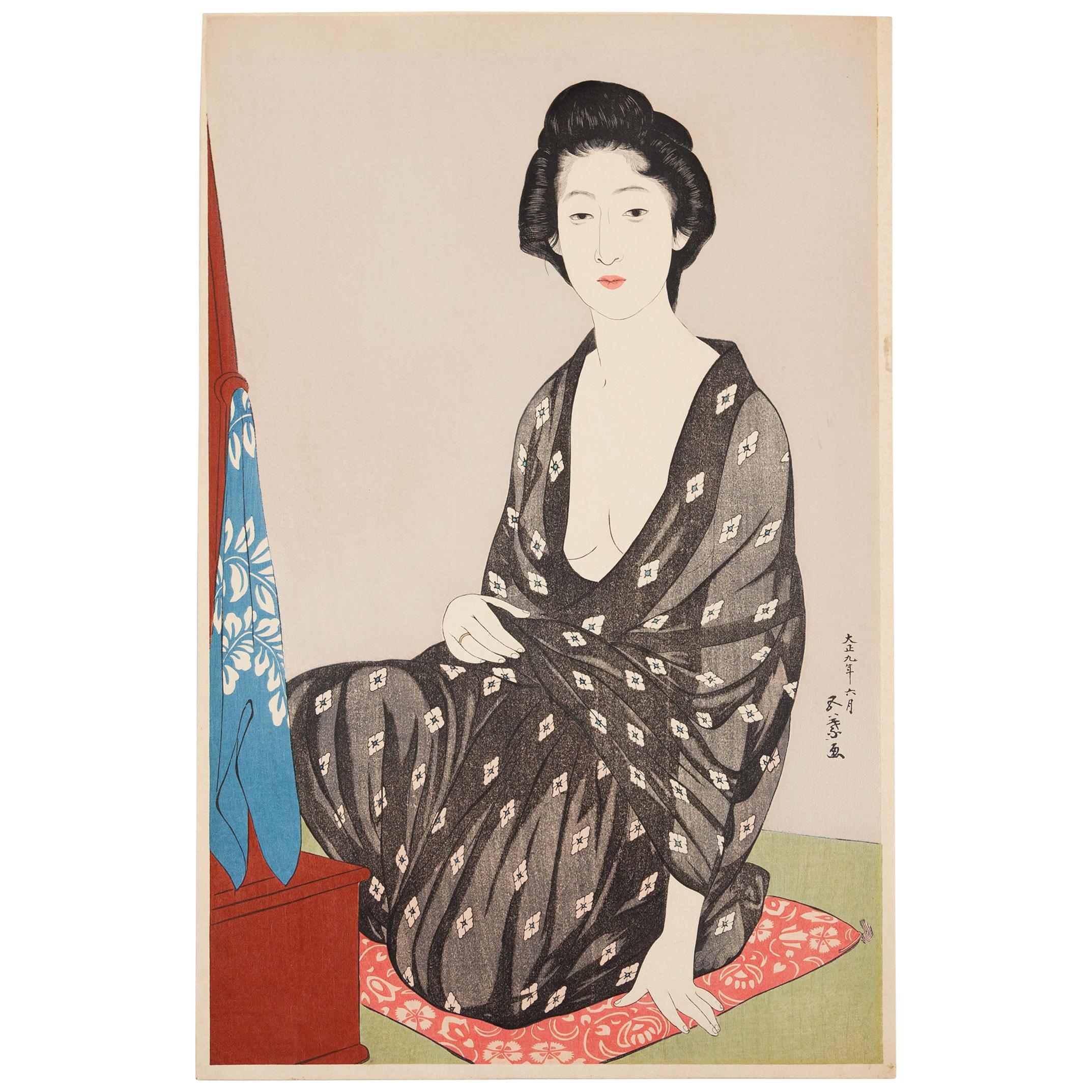 Goyo Hashiguchi, Original Japanese Woodblock Print, Beauty, Shin Hanga, Ukiyo-e For Sale