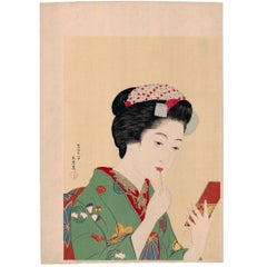 Goyo Hashiguchi, Maiko, Mirror, Kimono, Kyoto, Ukiyo e, Japanese Woodblock Print
