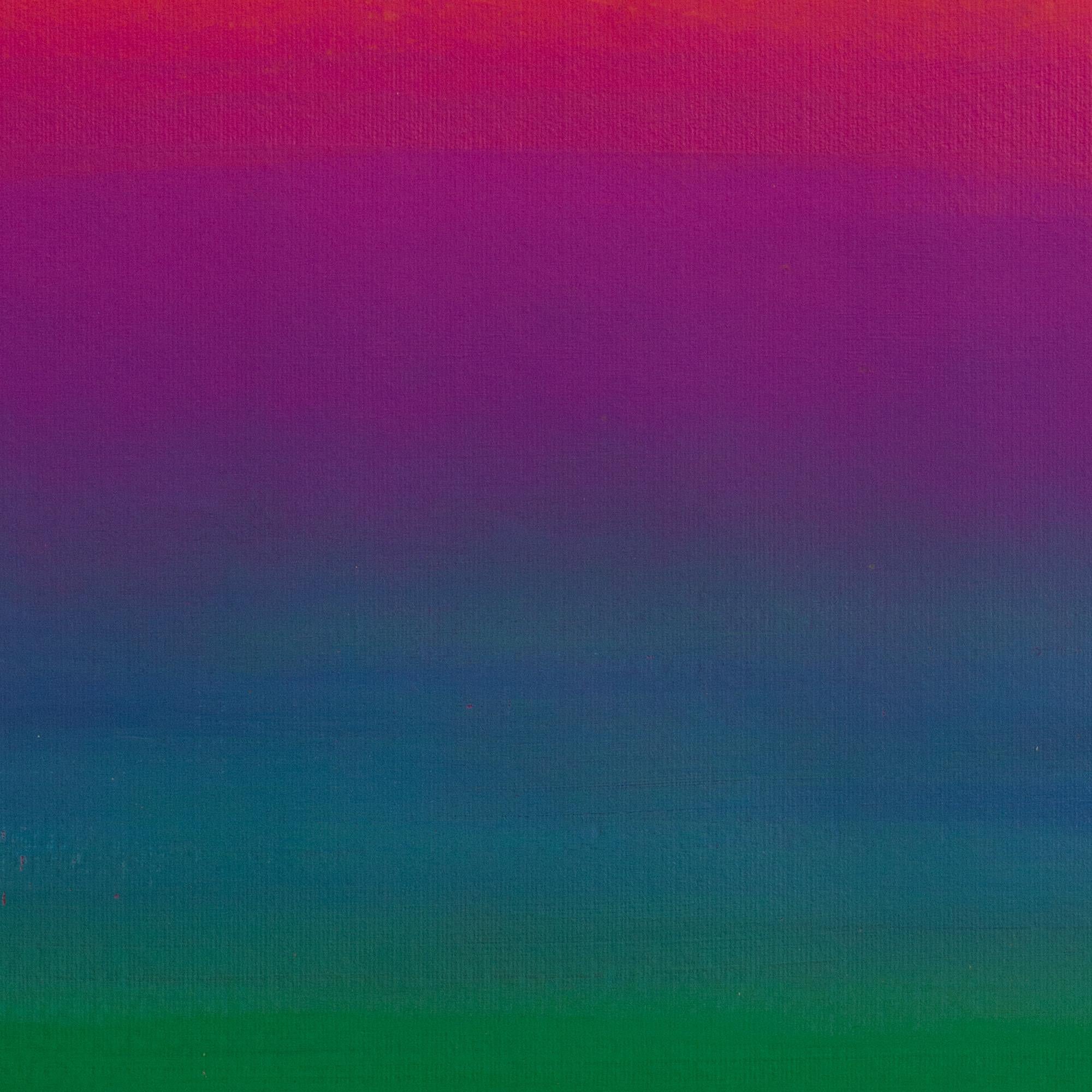 Femme volante dansante au crépuscule - Paysage aux dégradés vibrants, acrylique sur papier en vente 1