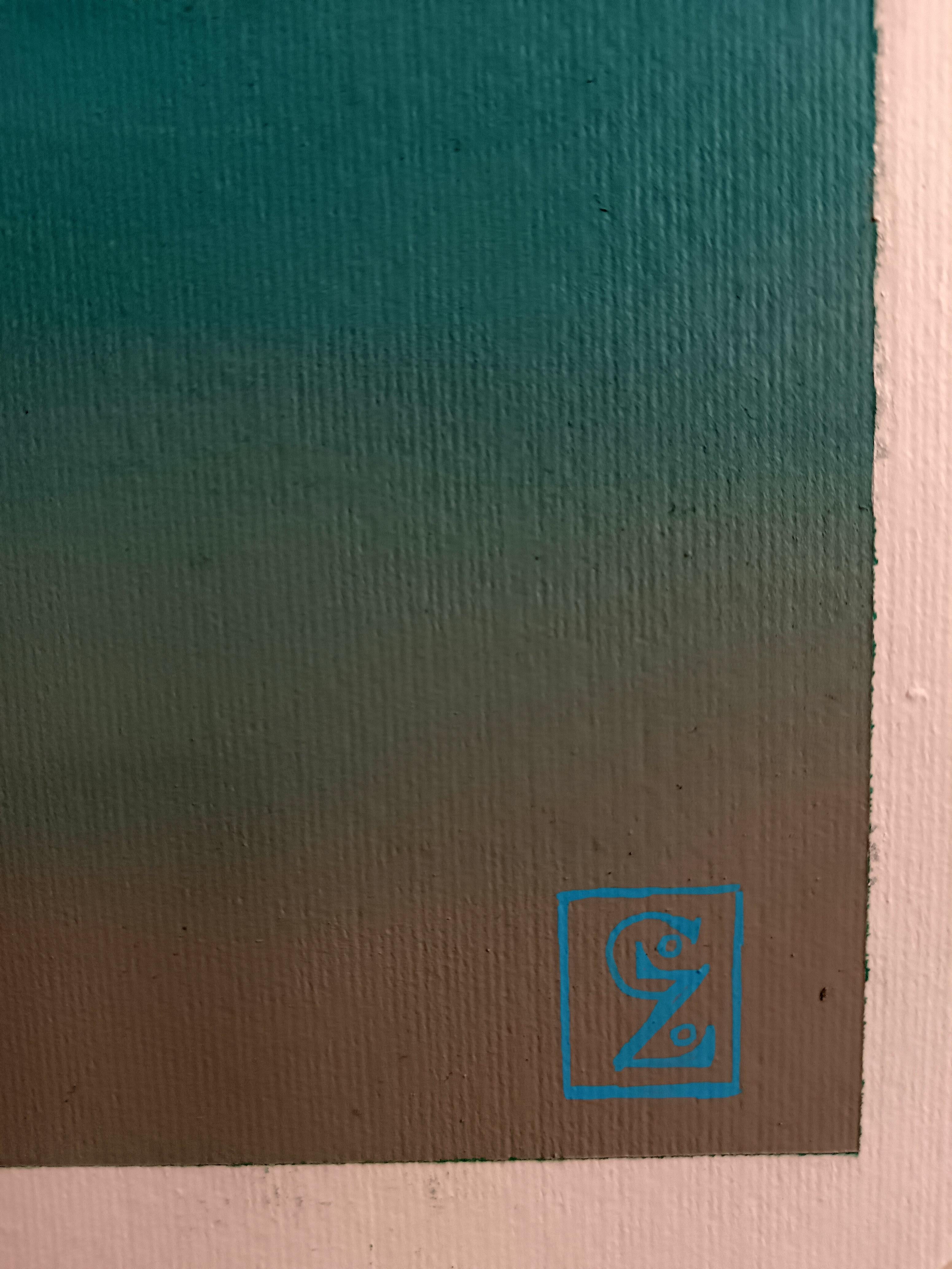 Orso rosso mistico sotto la luna rossa - Paesaggio surreale in acrilico su carta, 2024 - Animal Painting Blu di Gozo