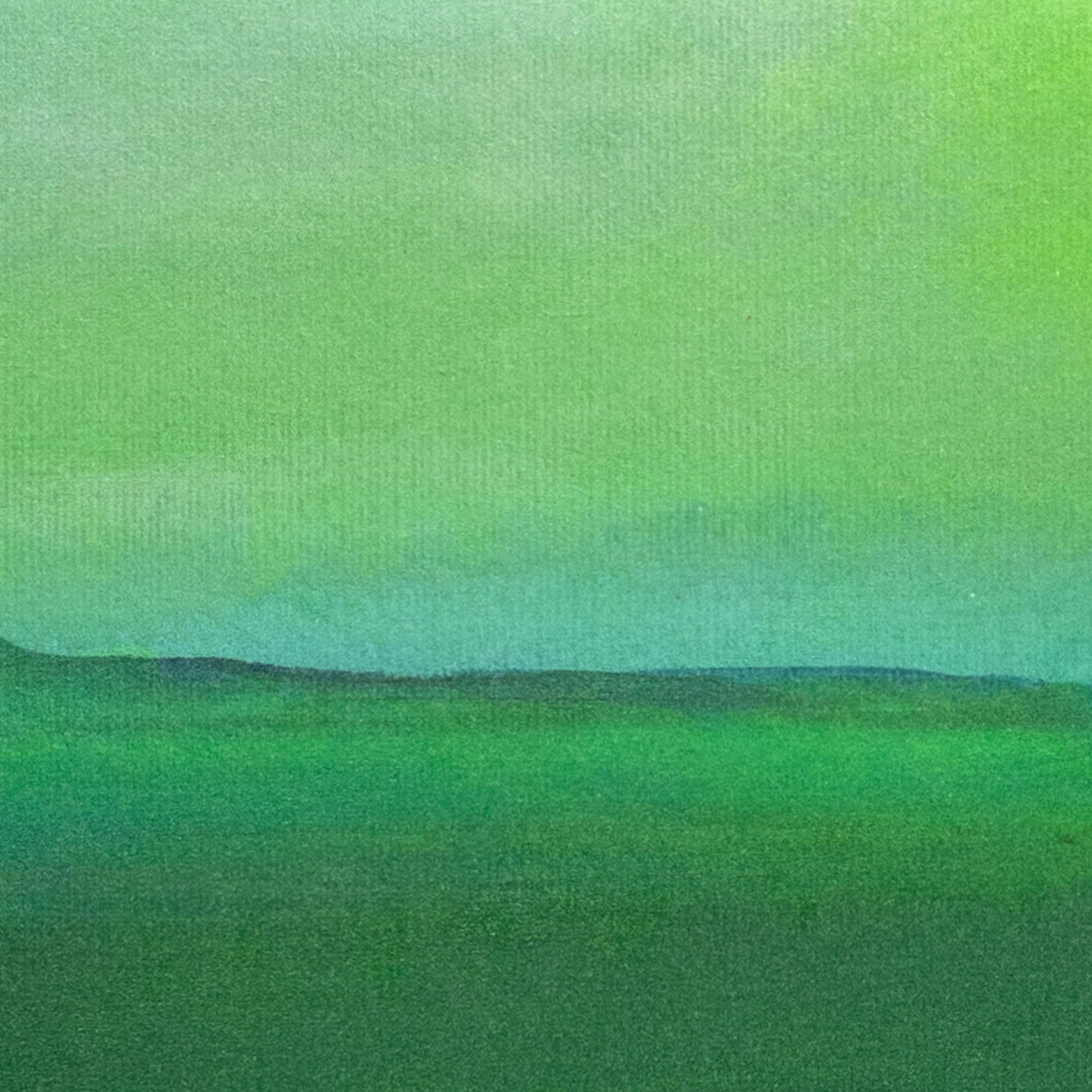 Surrealist Acrylic Landscape, Stacked Sheep and Green Horizozon. Sheep Eclipse For Sale 1