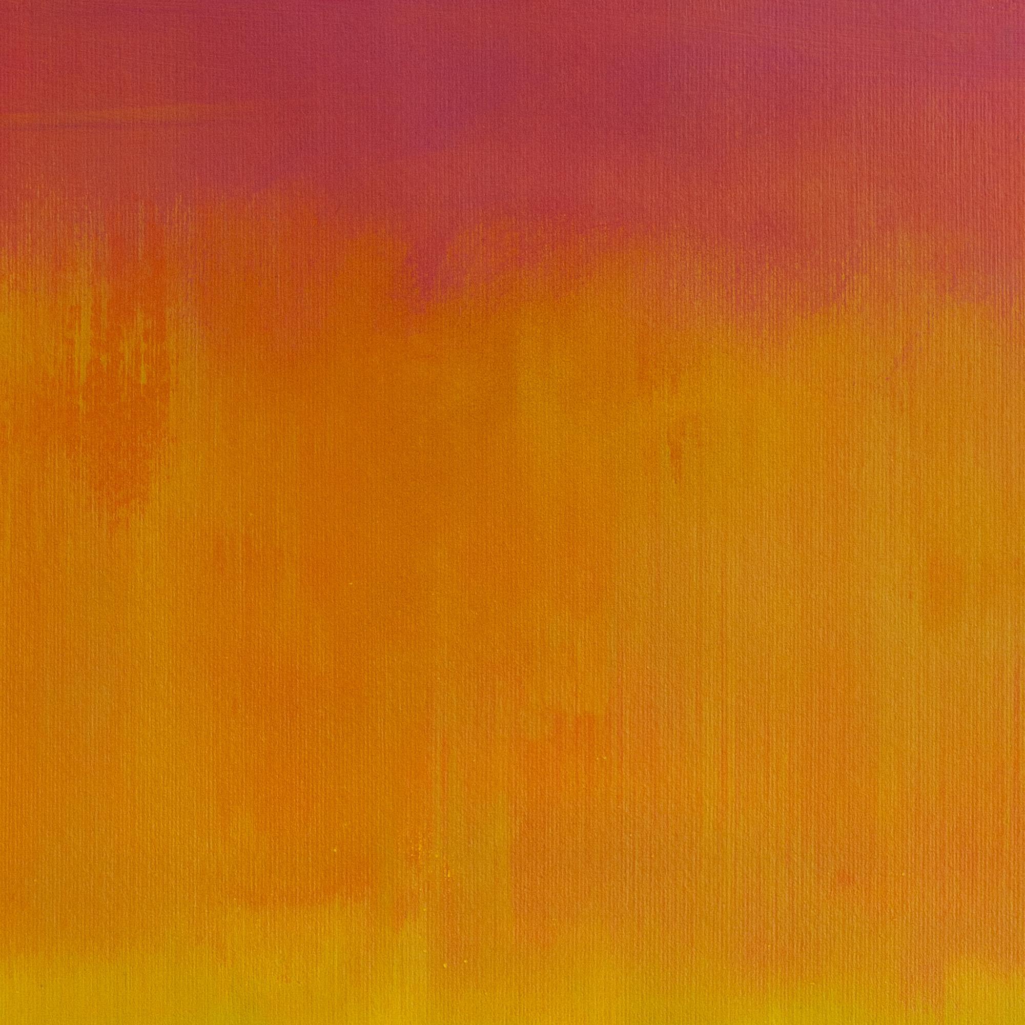 Figure solitaire au coucher du soleil - Paysage dramatique et poétique à l'acrylique sur papier en vente 1