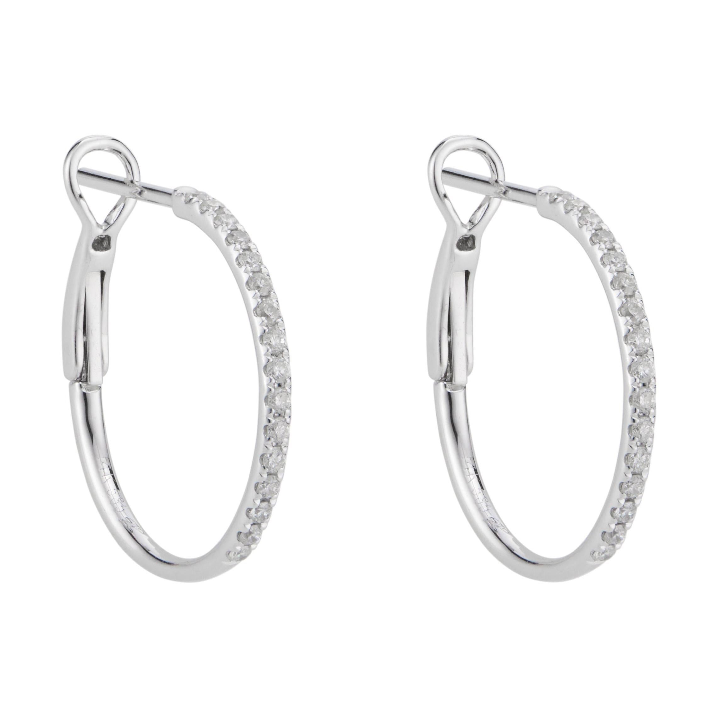 GP .30 Carat Diamond White Gold Hoop Earrings