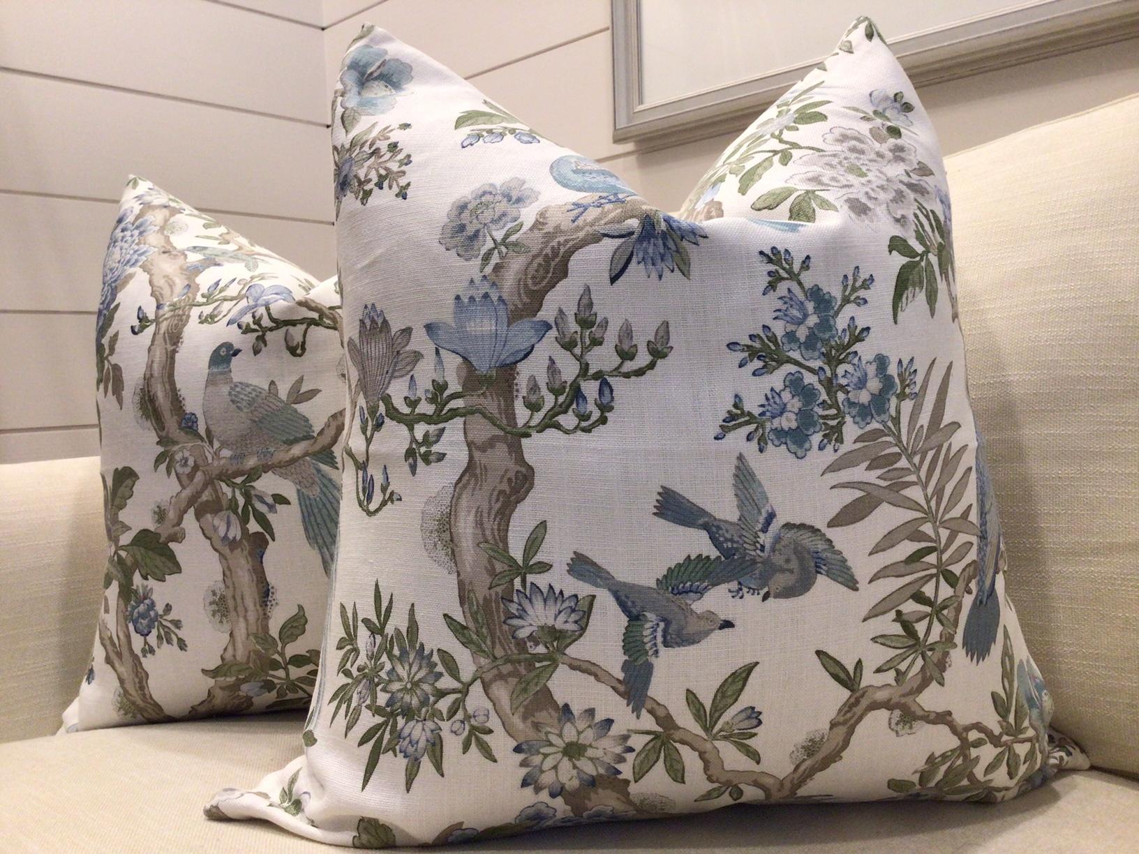 Gp and J Baker “ Eltham” in Blue and White Pillows- a Pair In New Condition For Sale In Winder, GA