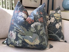 GP & J Baker "Rockbird Signature" in Teal 22" Down-Filled Pillows - a Pair