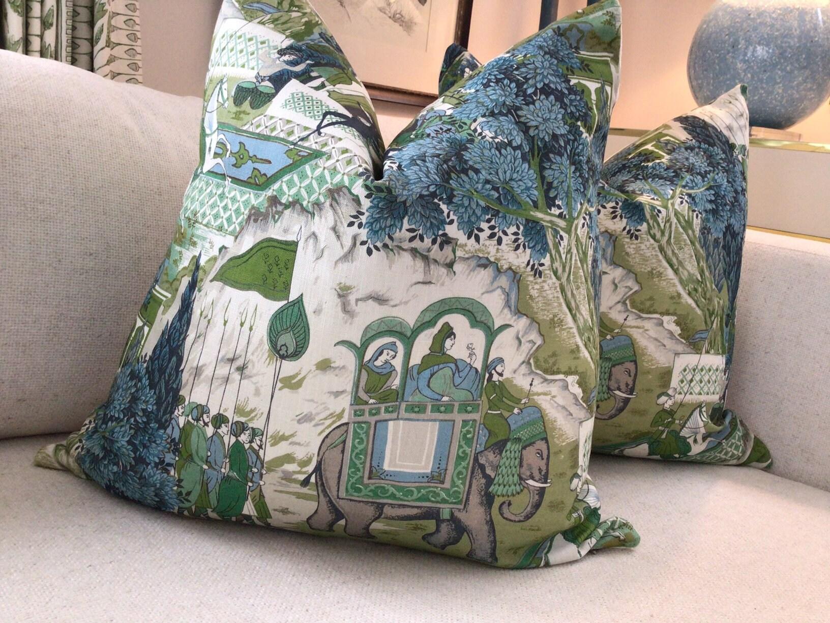 g.p. And J Baker “Shalimar” in Teal Pillows- a Pair In New Condition For Sale In Winder, GA