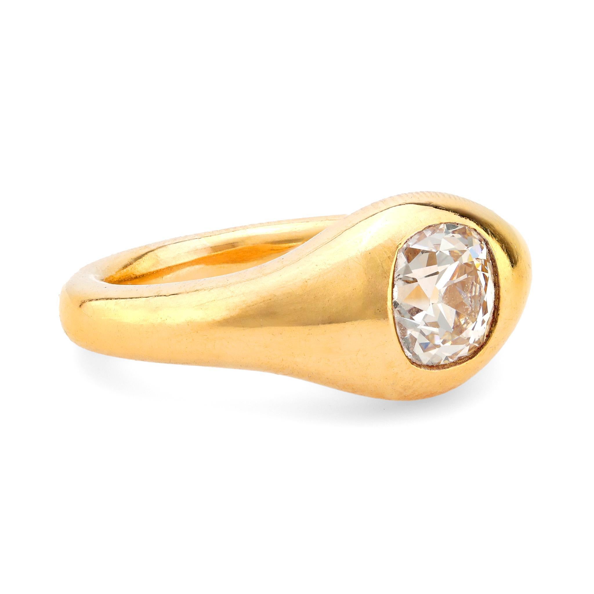 G.Petochi Italien 2 Karat Diamant aus alter Mine 18k Gelbgold Lünette Band (Zeitgenössisch)