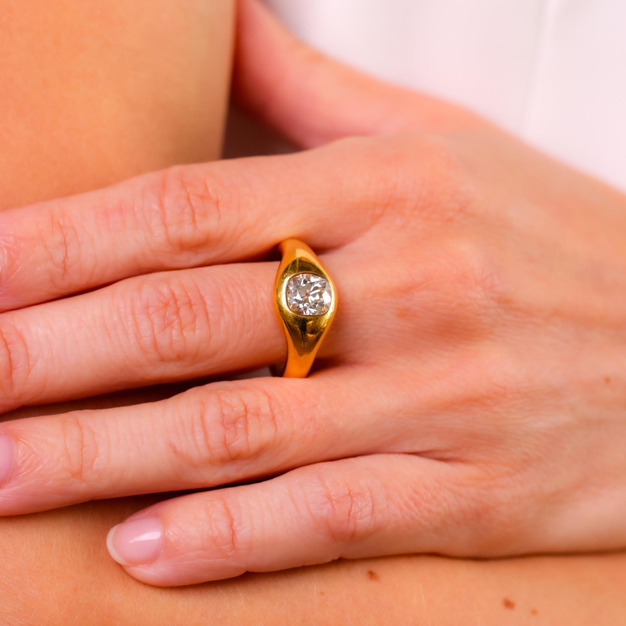 G.Petochi Italien 2 Karat Diamant aus alter Mine 18k Gelbgold Lünette Band (Alteuropäischer Brillantschliff)