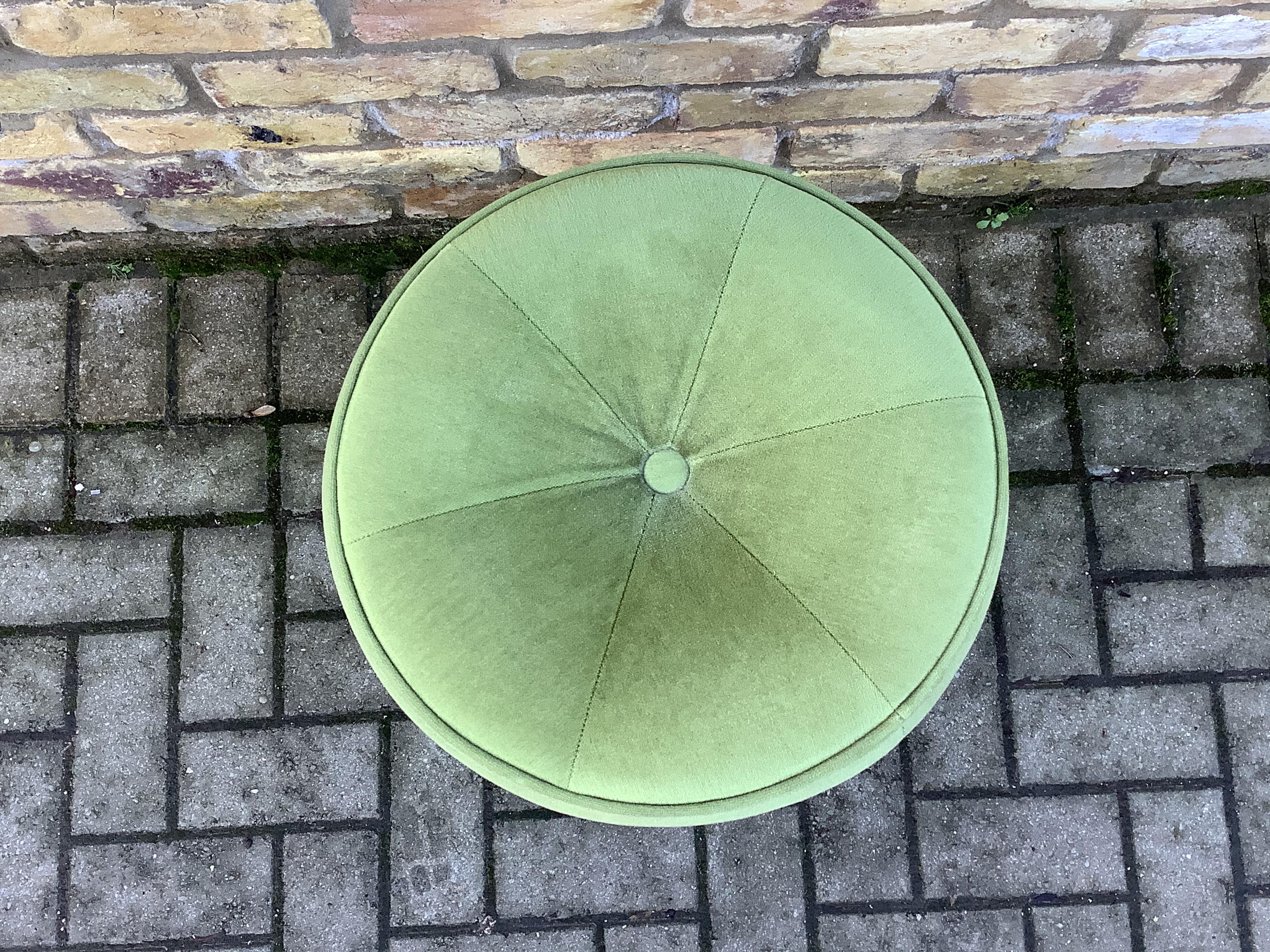Afrormosia foot/dressing stool from G Plans designed by Victor Wilkins super condition solid frame, seat original upholstered in green velvet,

circa 1960s Gplan. 

Measures: H 43 cm x W 52 cm.