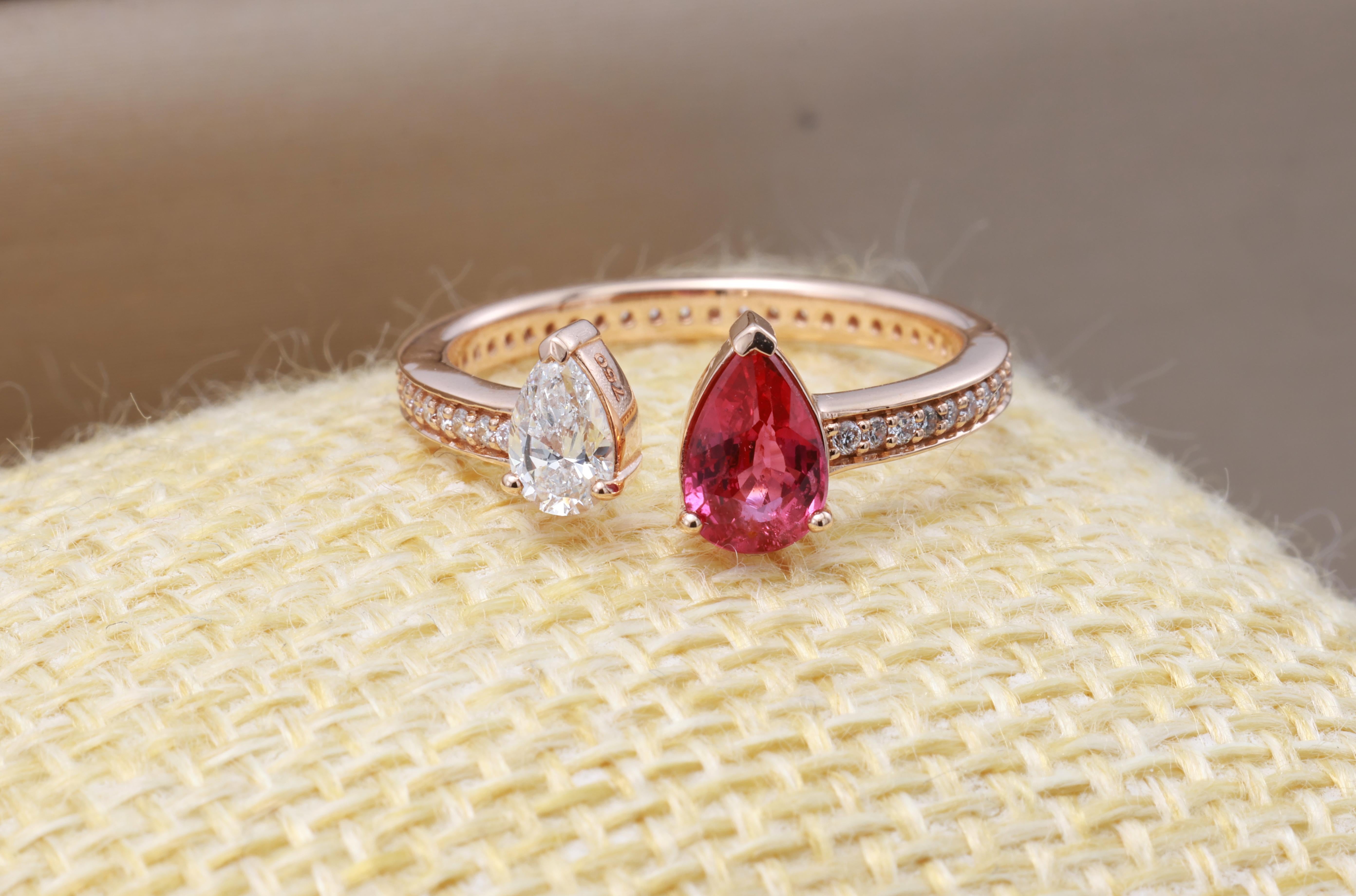 GRA-zertifizierter 0,70 Karat natürlicher lila-roter Rubin-Diamantenring im Angebot 5