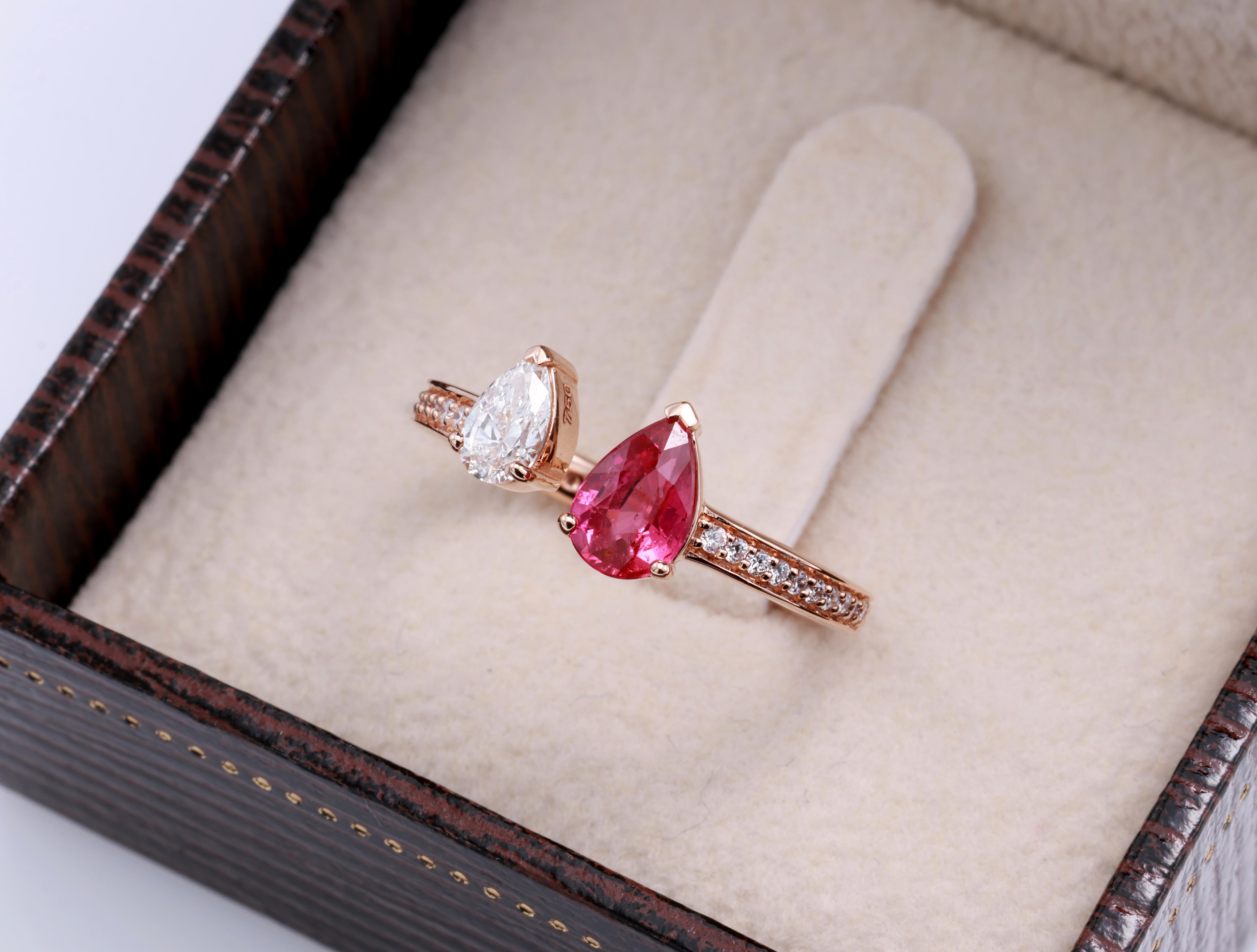 GRA-zertifizierter 0,70 Karat natürlicher lila-roter Rubin-Diamantenring im Angebot 6