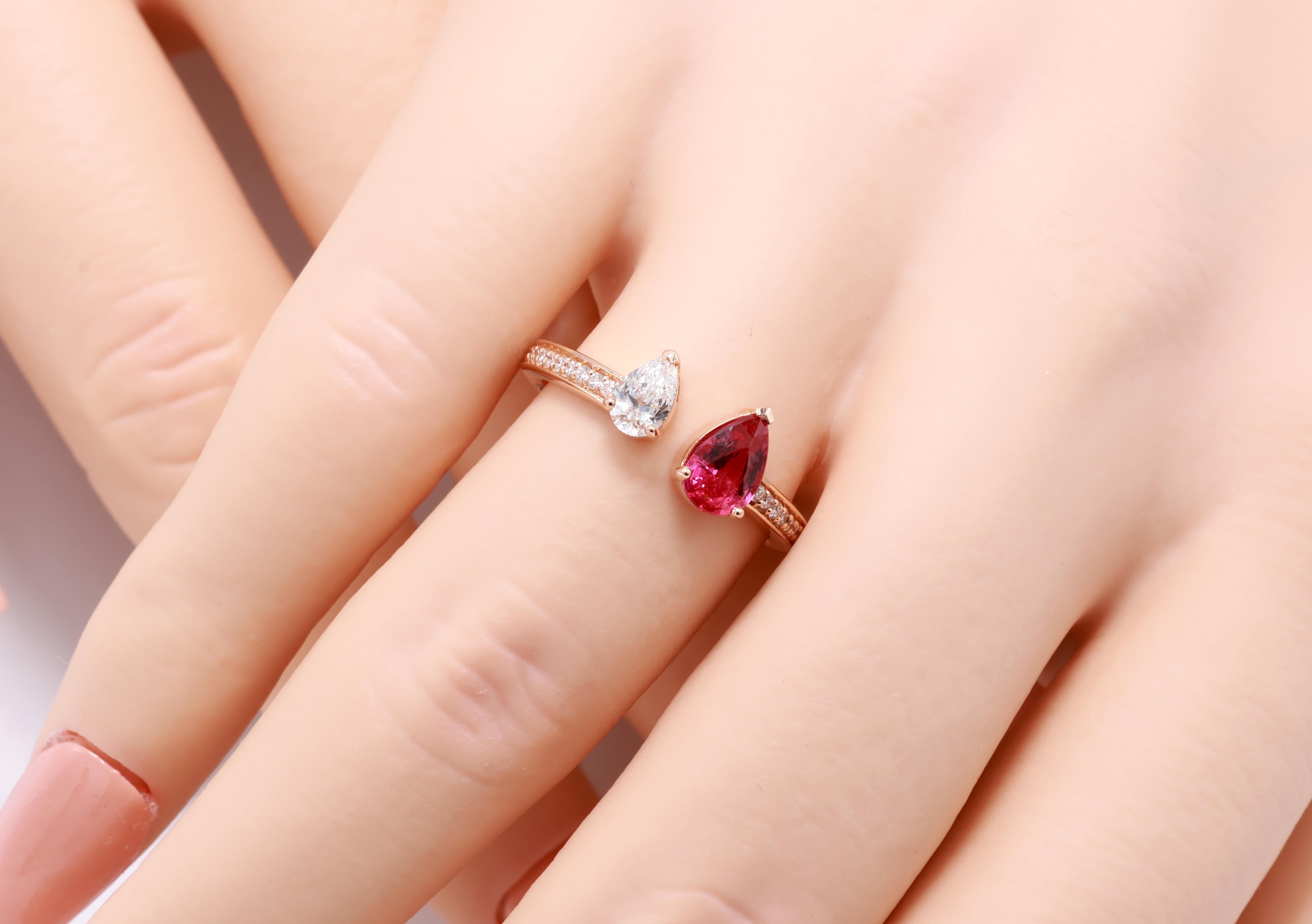 GRA-zertifizierter 0,70 Karat natürlicher lila-roter Rubin-Diamantenring im Angebot 7