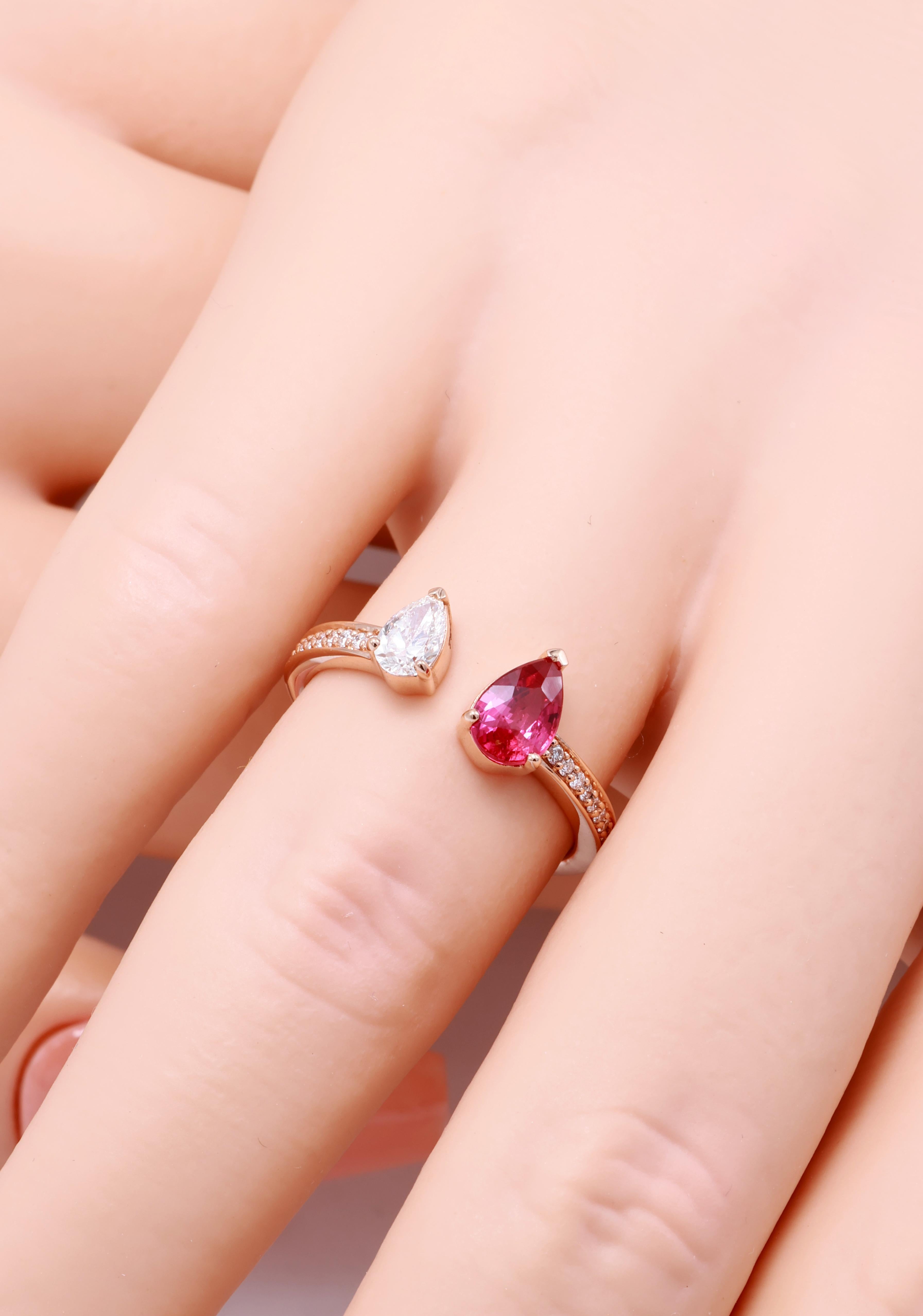 GRA-zertifizierter 0,70 Karat natürlicher lila-roter Rubin-Diamantenring im Angebot 8