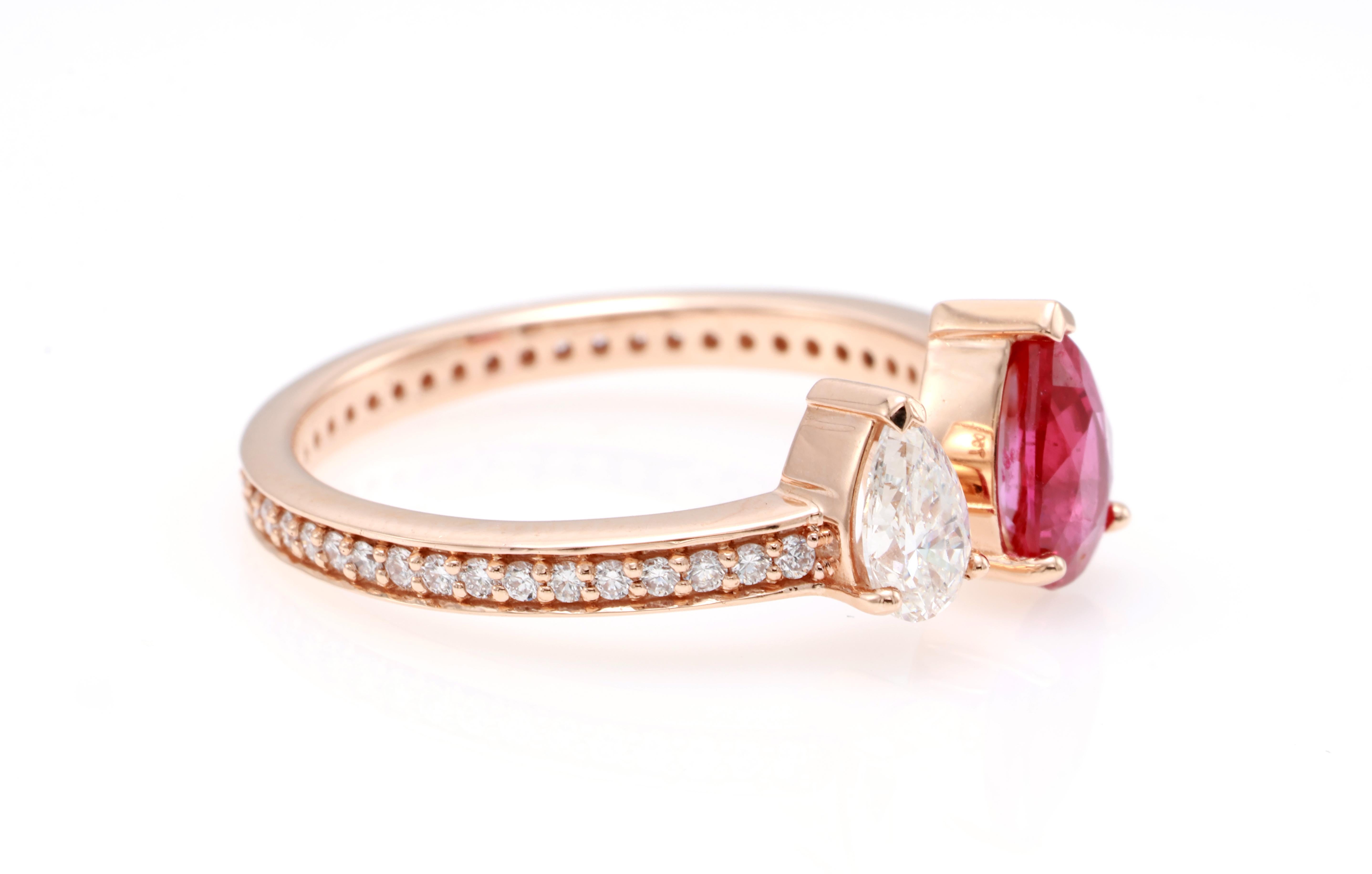 GRA-zertifizierter 0,70 Karat natürlicher lila-roter Rubin-Diamantenring im Angebot 2