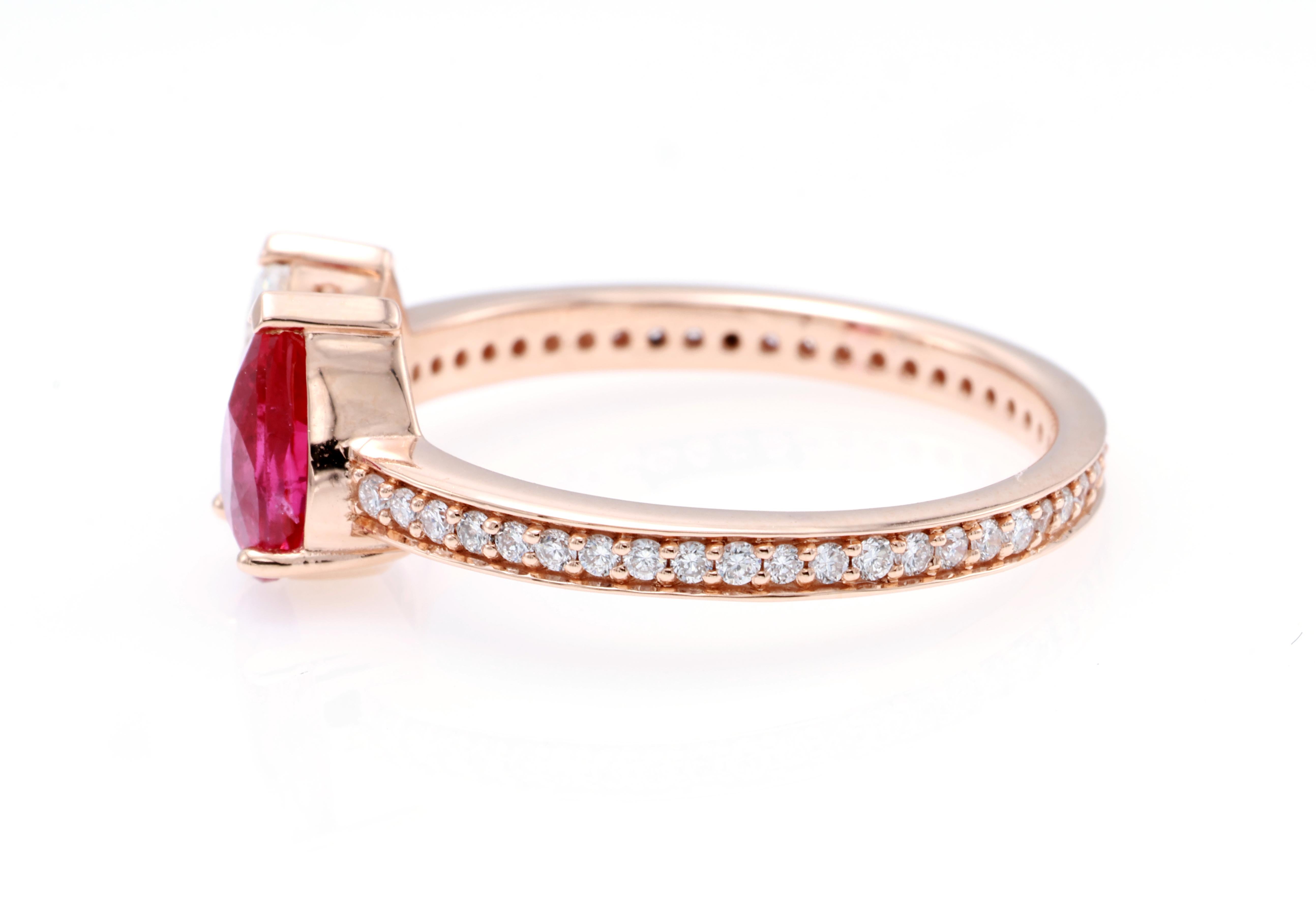 GRA-zertifizierter 0,70 Karat natürlicher lila-roter Rubin-Diamantenring im Angebot 3