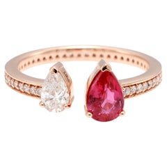 GRA Certified 0.70 Carat Natural Purplish Red Ruby Diamond Ring