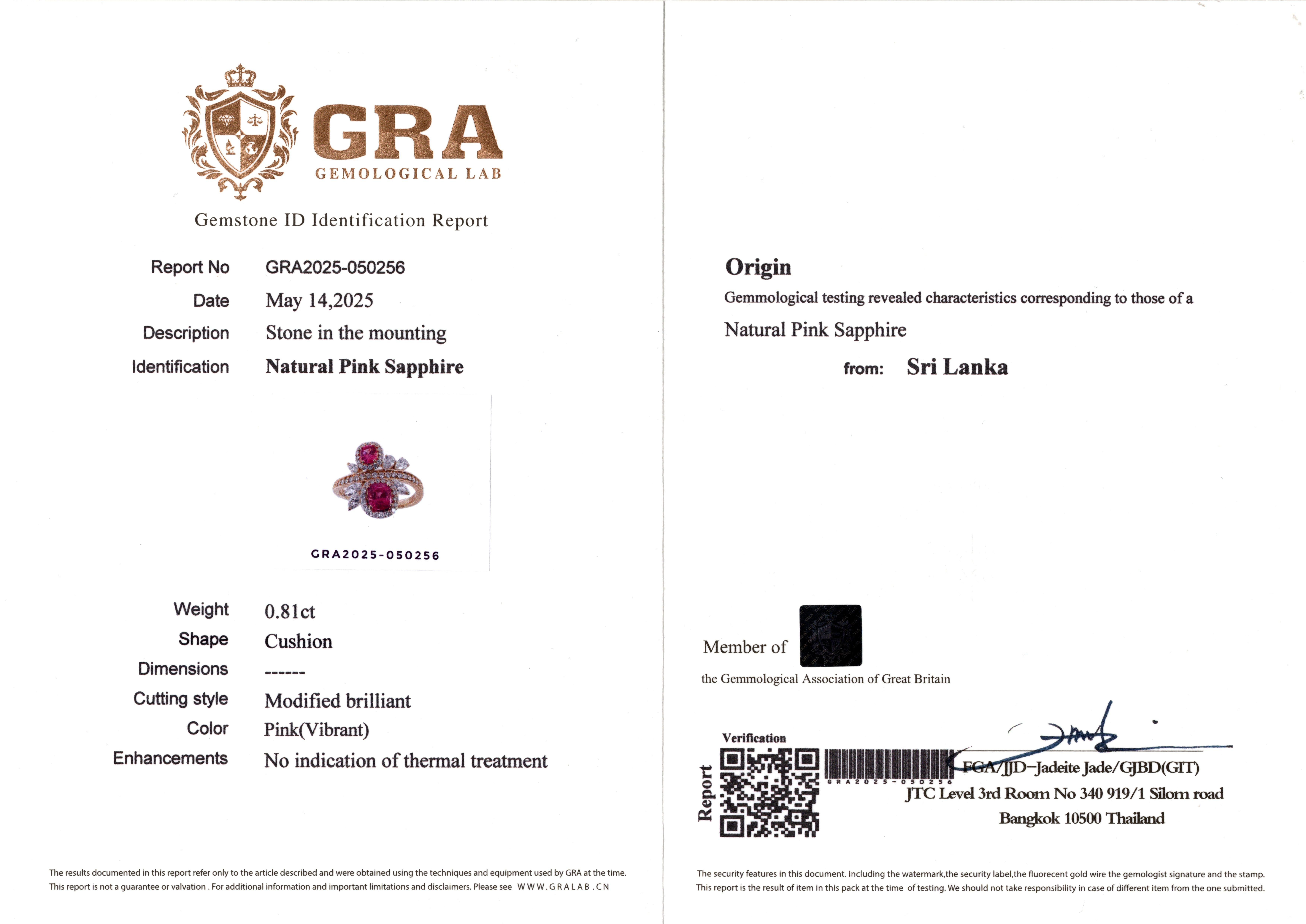 Anello di diamanti con zaffiro rosa naturale certificato GRA da 0,81 carati in vendita 7