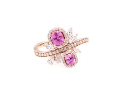 GRA Certified 0.81 Carat Natural Pink Sapphire Diamond Ring (bague à diamant saphir rose naturel)