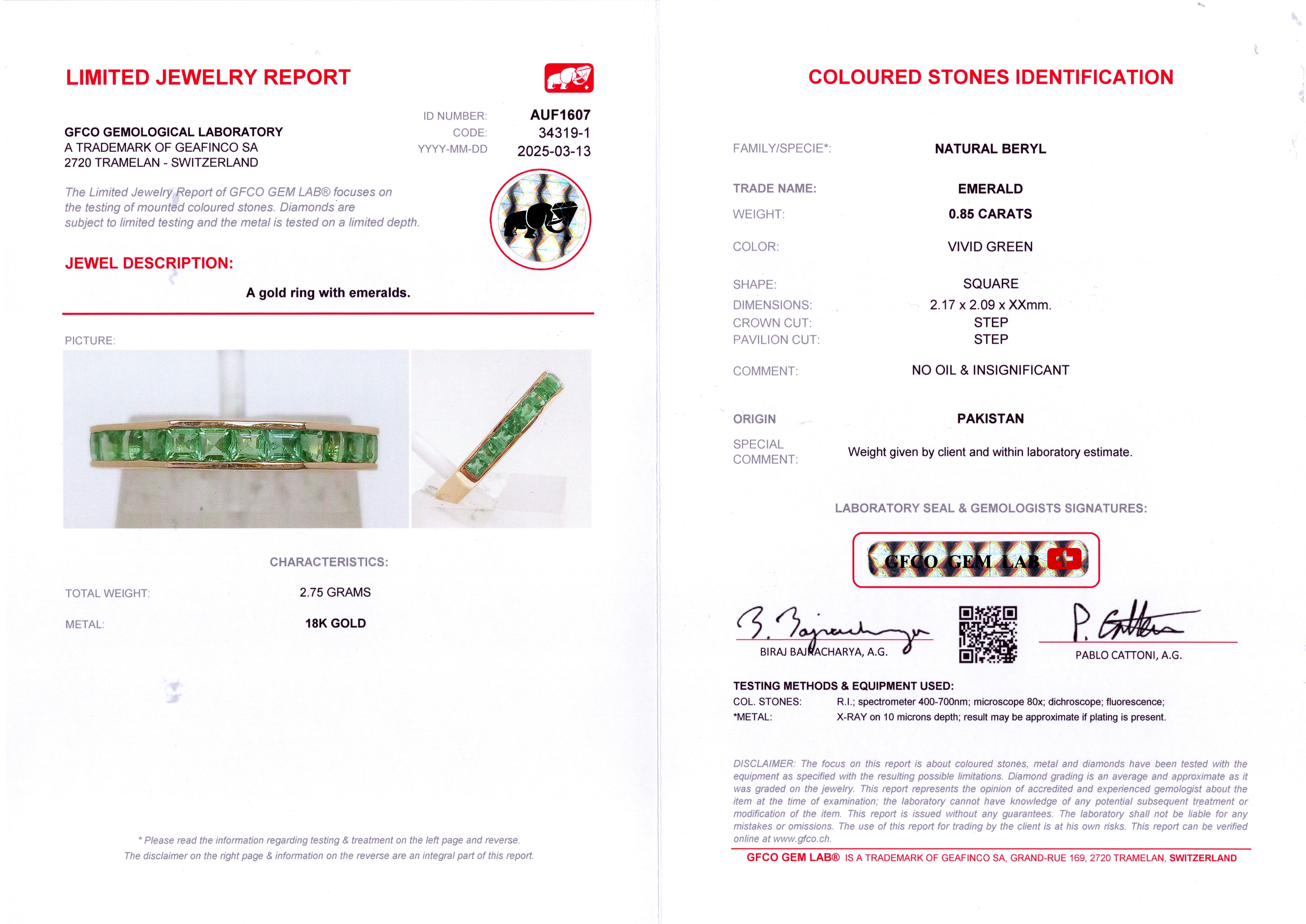 GRA Certified 0.85 Carat Natural Vivid Green Sapphire Emerald Diamond Ring (Bague saphir émeraude diamant) en vente 6