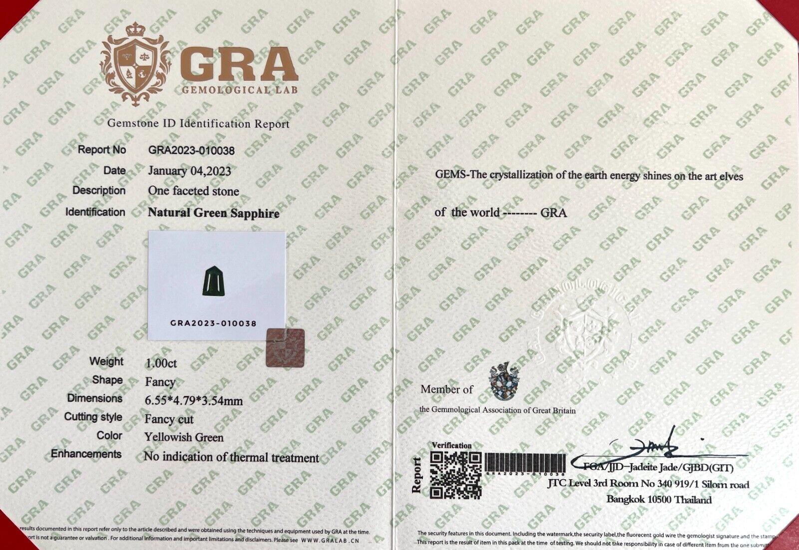 GRA zertifizierter 1,00 Karat gelber, grüner, unbehandelter Saphir im Fancy-Schliff VVS im Angebot 1