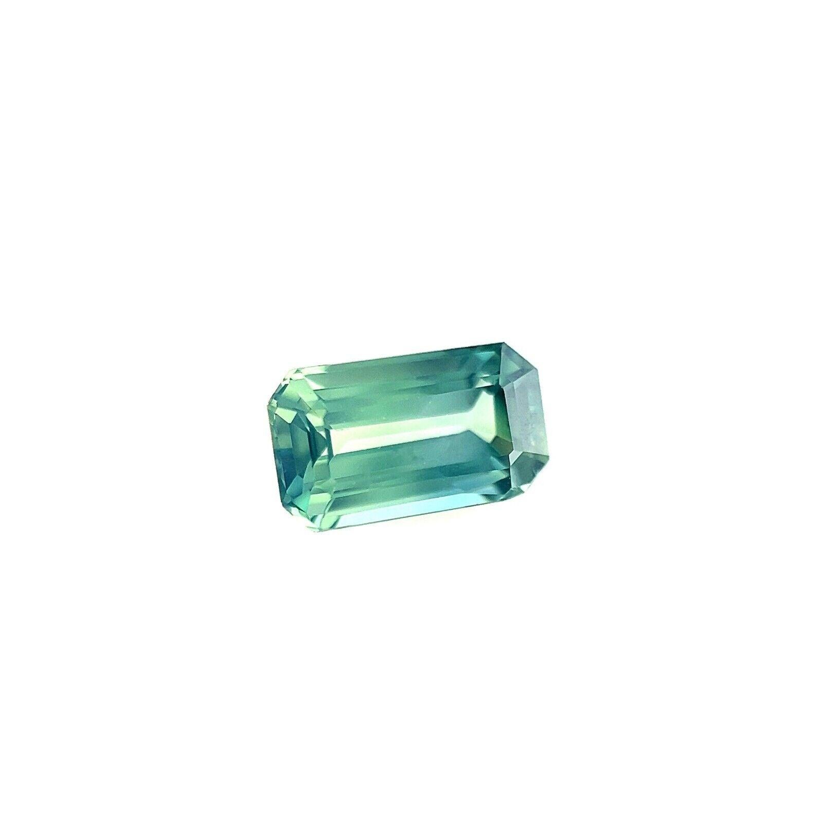 GRA Certified 1.03ct Green Blue Sapphire Untreated Emerald Cut Gem 7.3x4.1mm

GRA Certified Untreated Green Blue Sapphire Gemstone.
1.03 Carat sapphire with a beautiful vivid green blue colour. Fully certified by GRA confirming stone as natural and