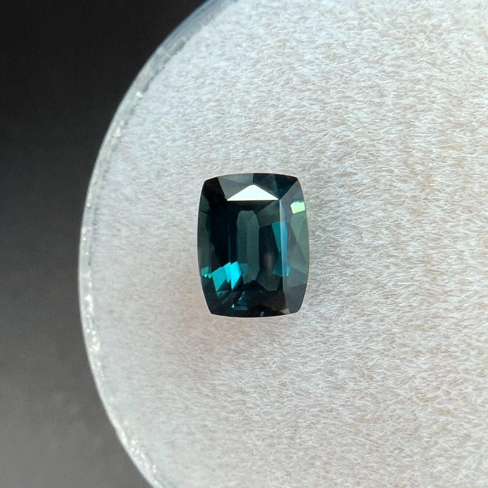 Saphir bleu vert certifié GRA 1,04 carat, pierre précieuse rare taille coussin VVS Neuf - En vente à Birmingham, GB