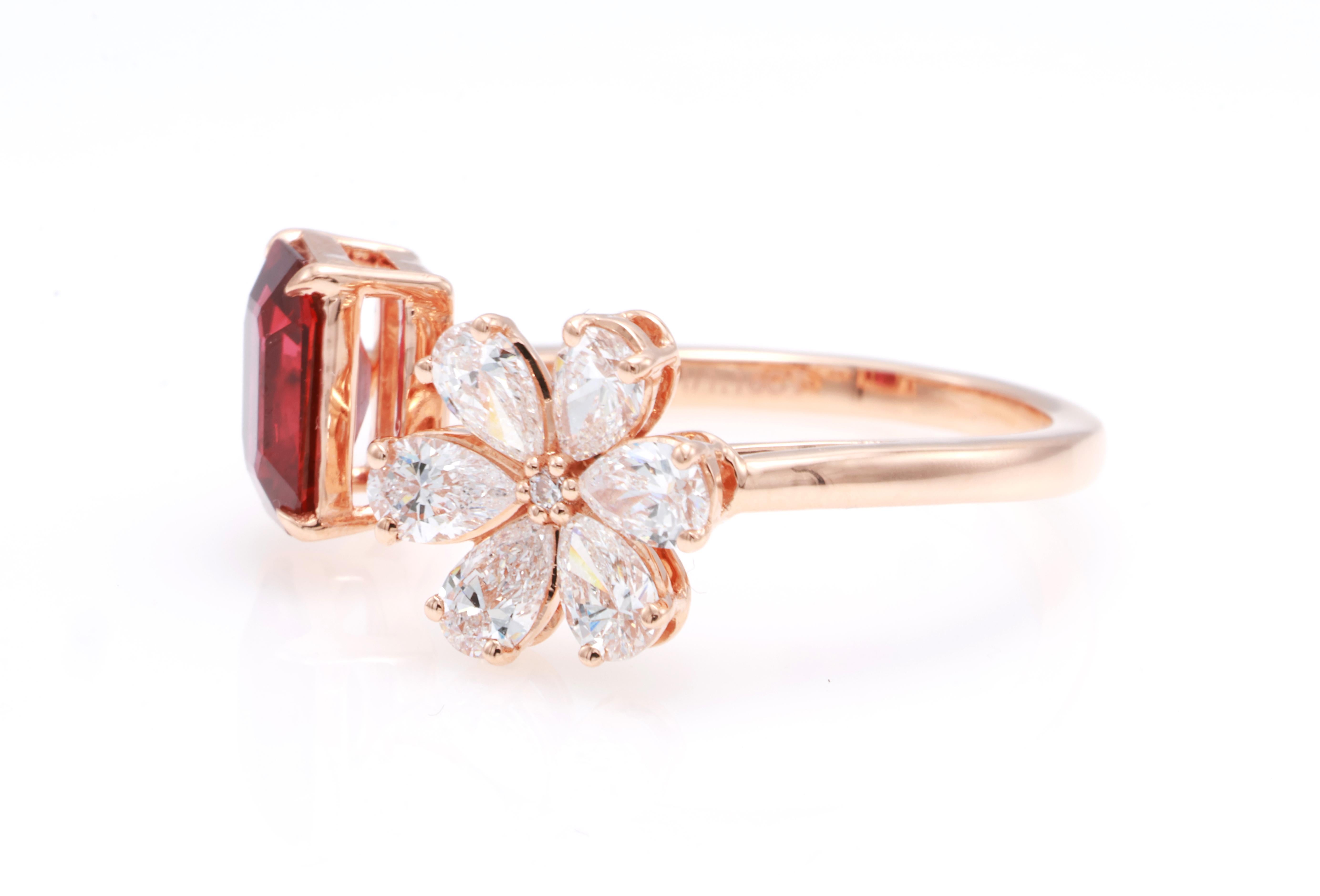 Anello in oro bianco 18 carati con diamanti
  
  Colore e caratura dell'oro: Oro bianco 18kt
  Peso: 3.250 grammi
  
  Imposta con...
  Tipo di pietra: Rubino
  Forma: Ottagono
  Carati: 1,16 ct
  Colore: Rosso vivo
  
 
  Pietre circostanti: