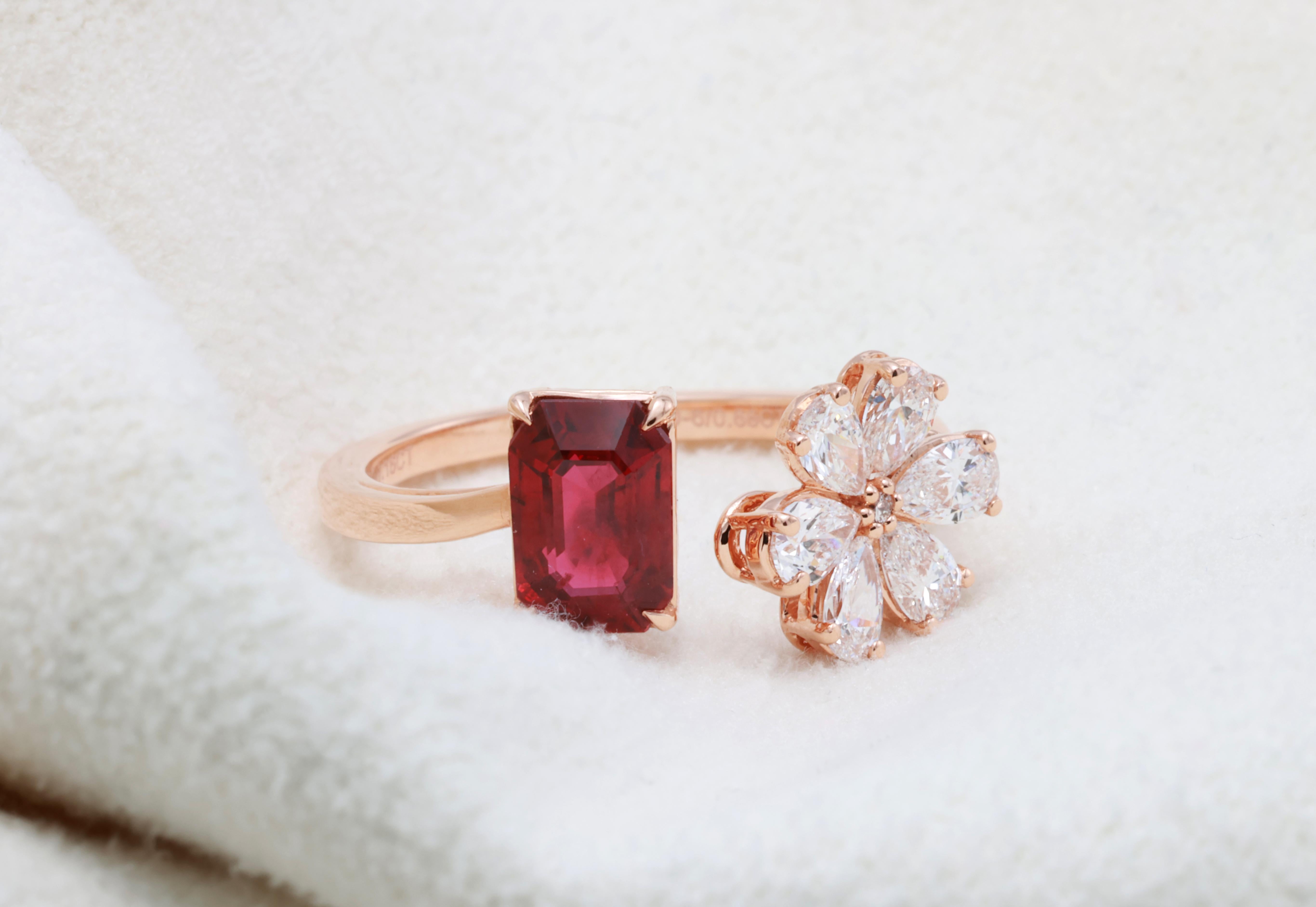 Anello con diamante rosso Vivid Diamonds certificato GRA da 1,16 carati naturali in vendita 3