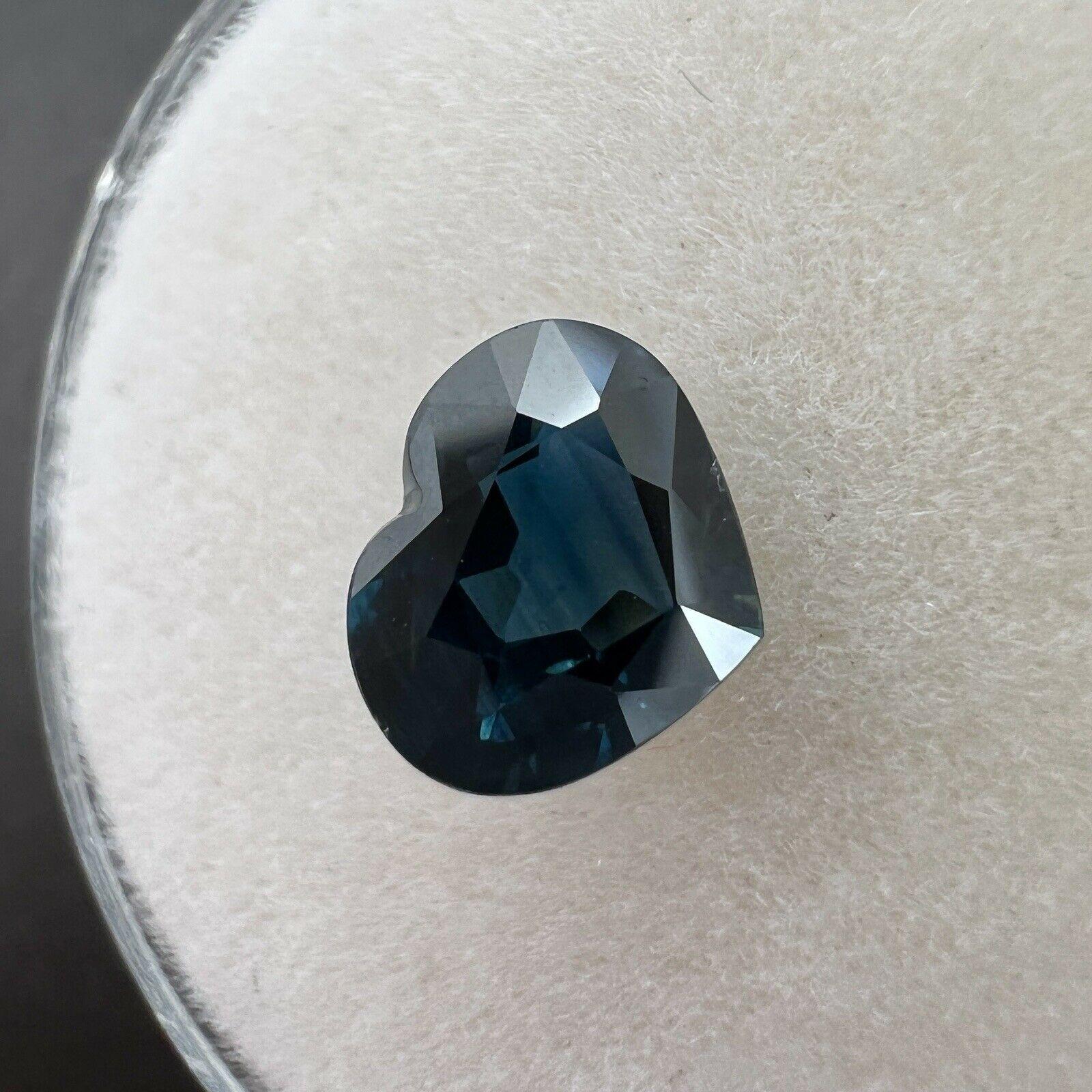 Women's or Men's GRA Certified 1.17ct Blue Sapphire Untreated Heart Cut Loose Rare Gem For Sale