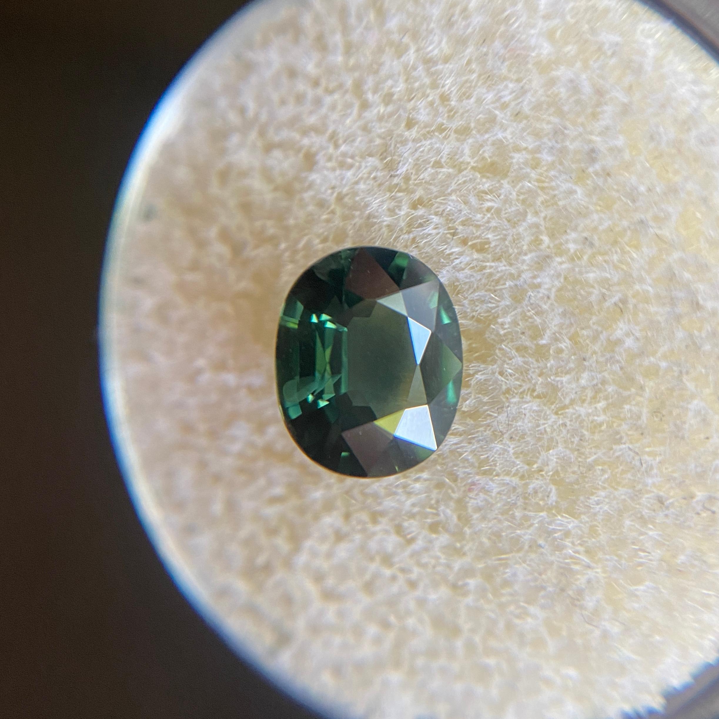 GRA Certified 1.67ct Green Sapphire Oval Cut Rare Loose Gem In New Condition In Birmingham, GB