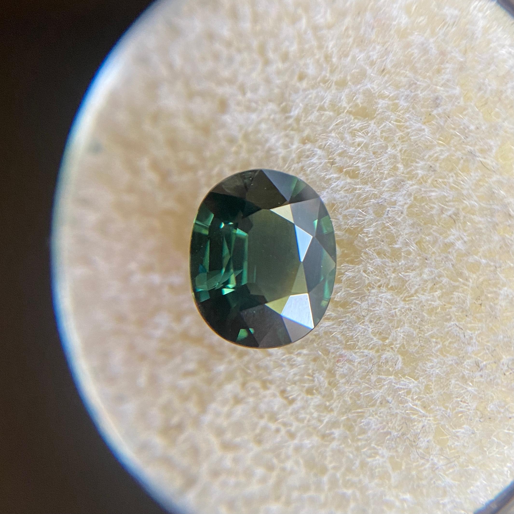 Women's or Men's GRA Certified 1.67ct Green Sapphire Oval Cut Rare Loose Gem