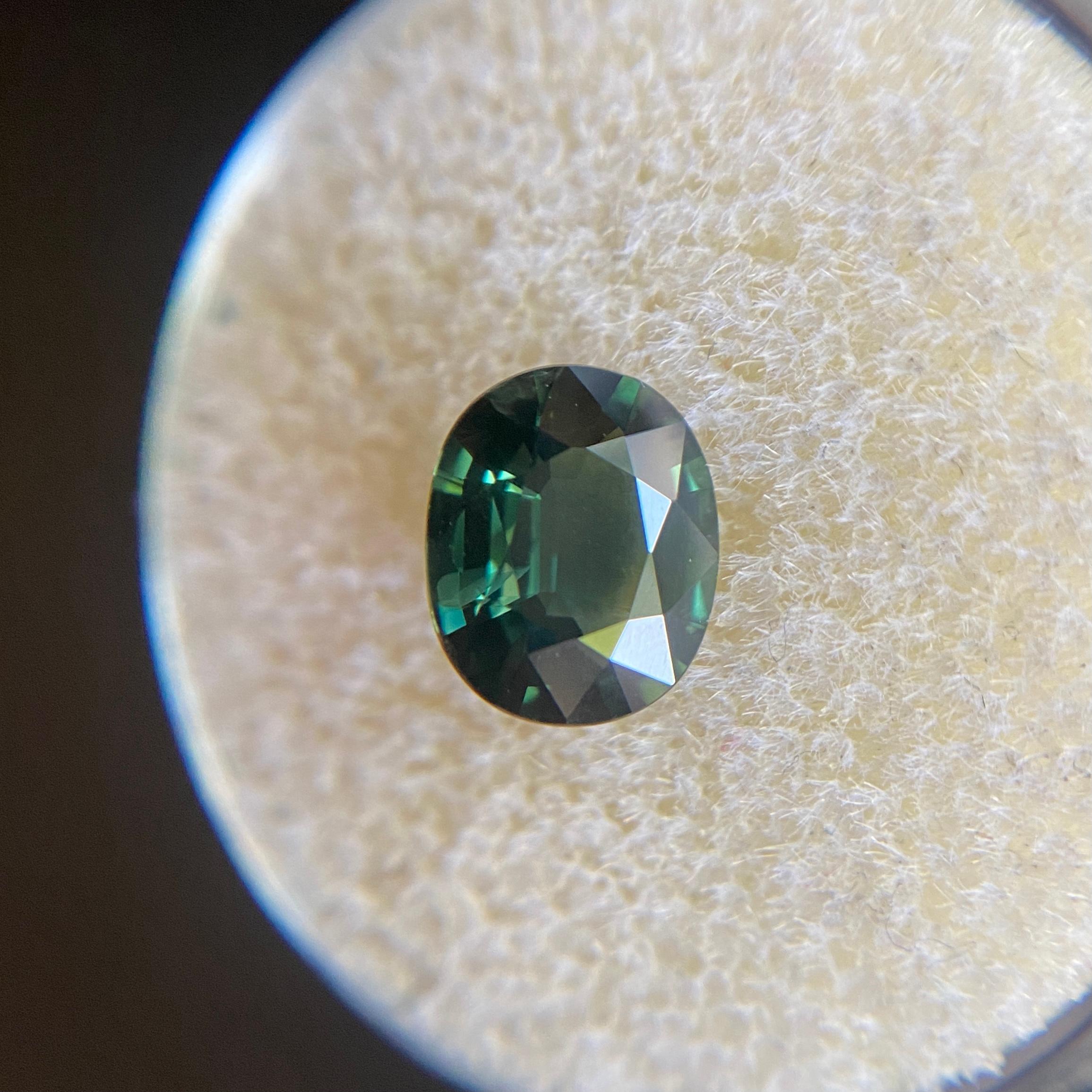 GRA Certified 1.67ct Green Sapphire Oval Cut Rare Loose Gem 1