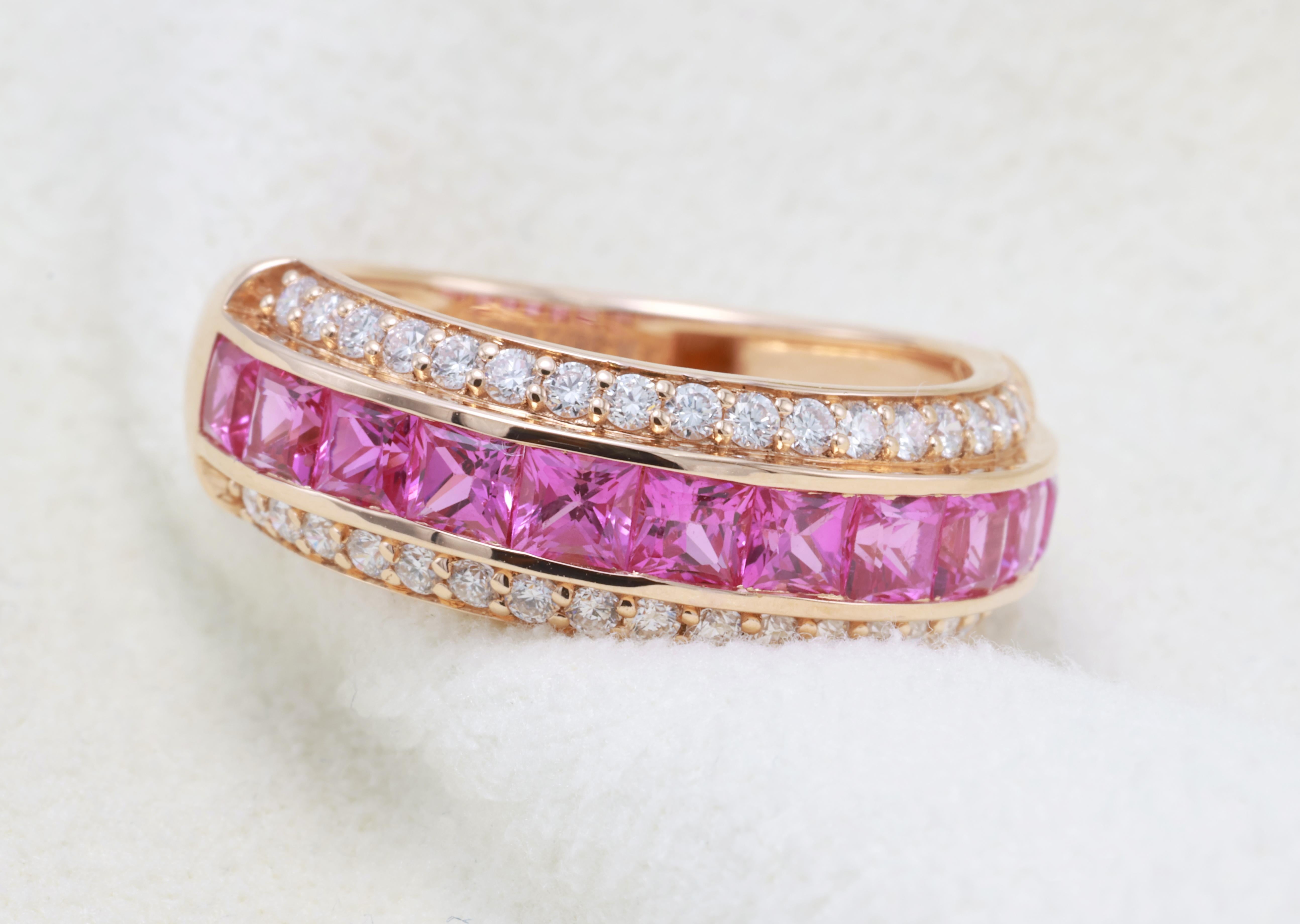 Anello con Diamante Principessa con Zaffiro Rosa Purpureo Naturale Certificato GRA da 1,99 Carati in vendita 6