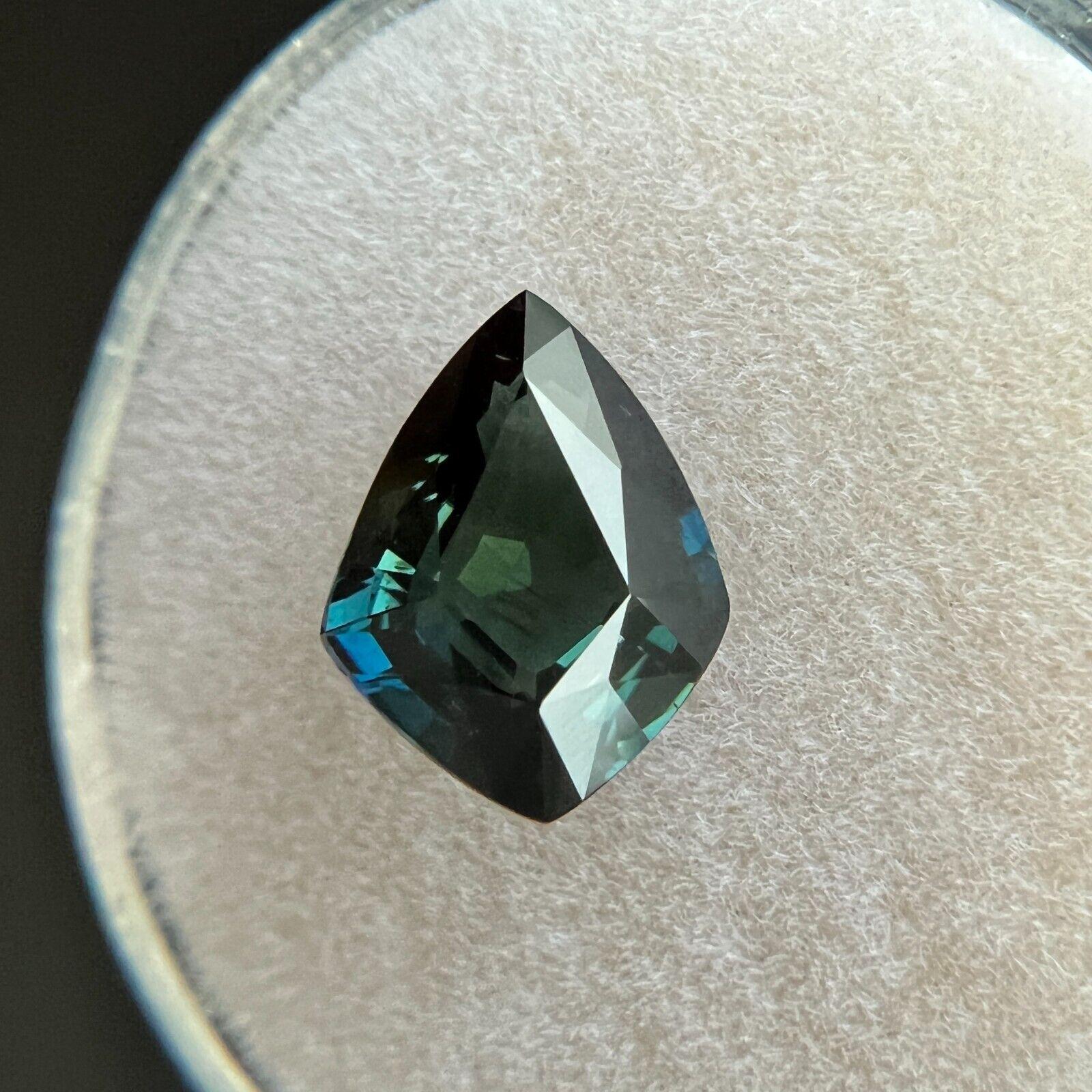 GRA-zertifizierter 2,77 Karat grün-blauer Teal-Saphir im Fancy-Kitsch-Schliff, seltener Edelstein für Damen oder Herren